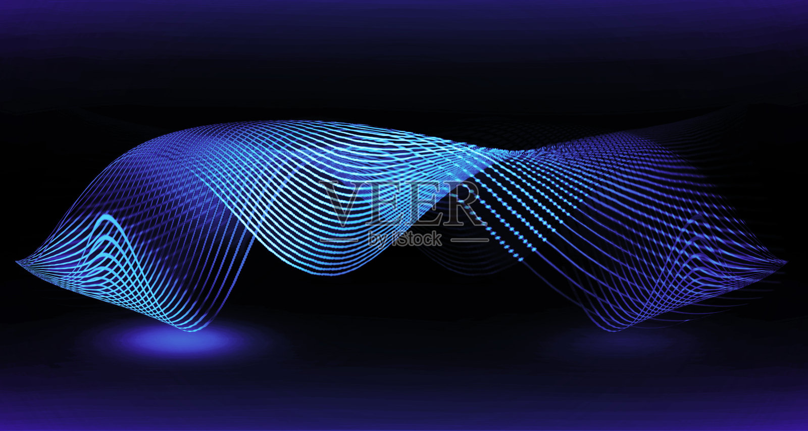 蓝色阴影背景与曲线线和点。照片摄影图片