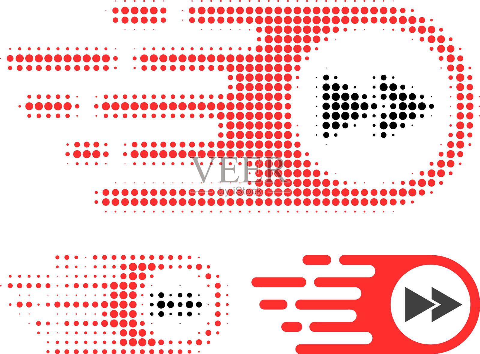 播放前半色调点图标插画图片素材