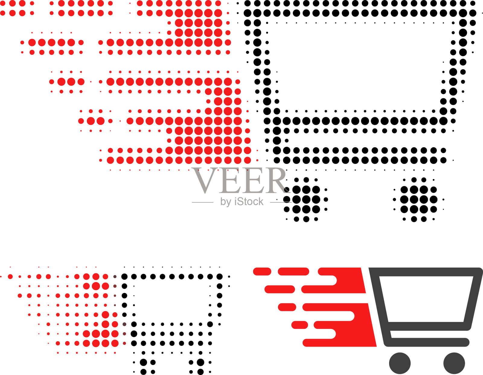 购物车半色调点图标插画图片素材