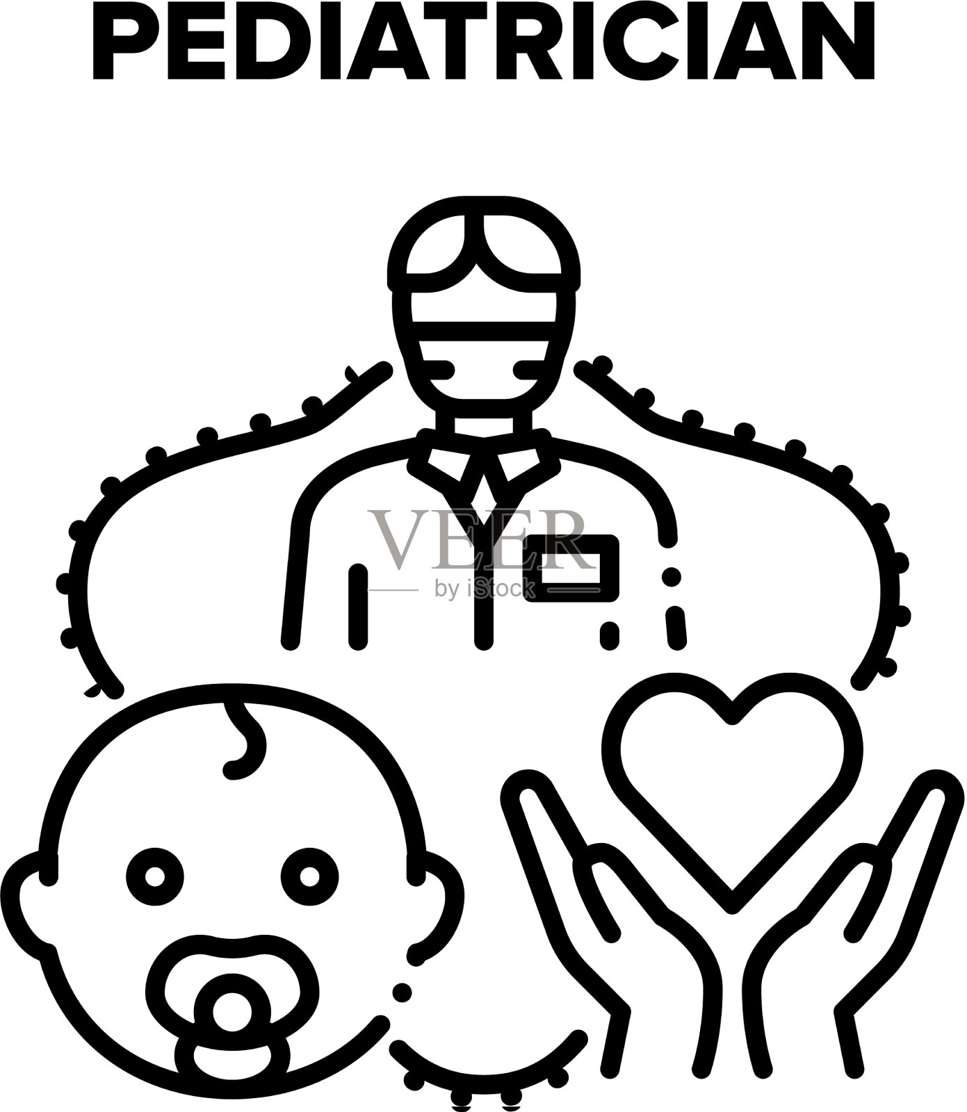 儿科医生batreatment黑插画图片素材