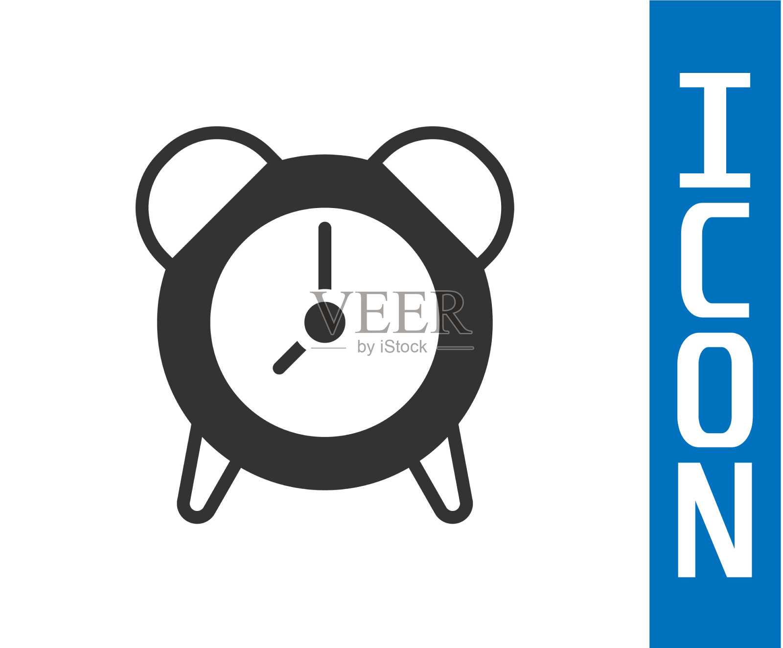 灰色闹钟图标隔离在白色背景插画图片素材