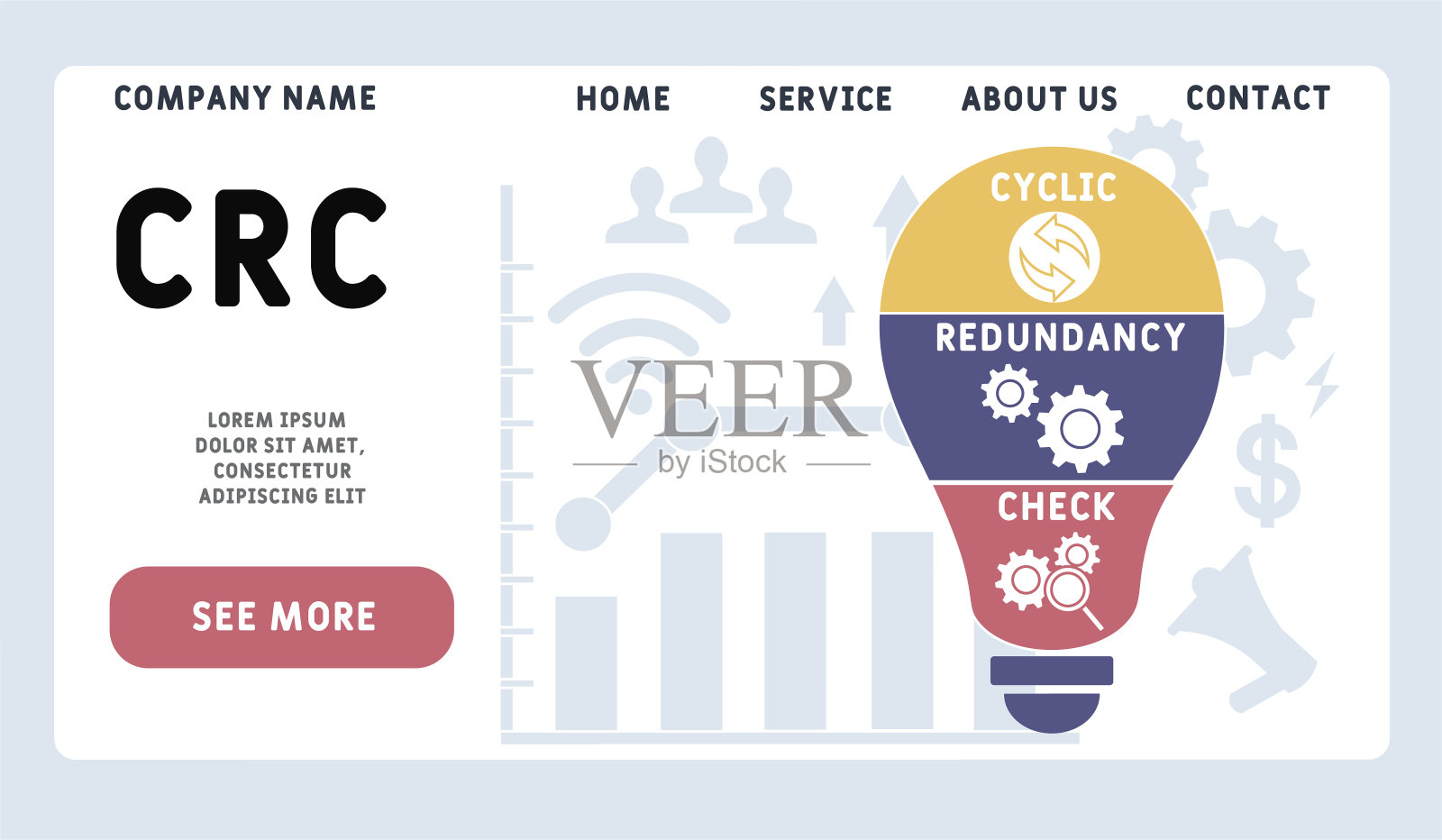 矢量网站设计模板。循环冗余校验的缩写。设计模板素材
