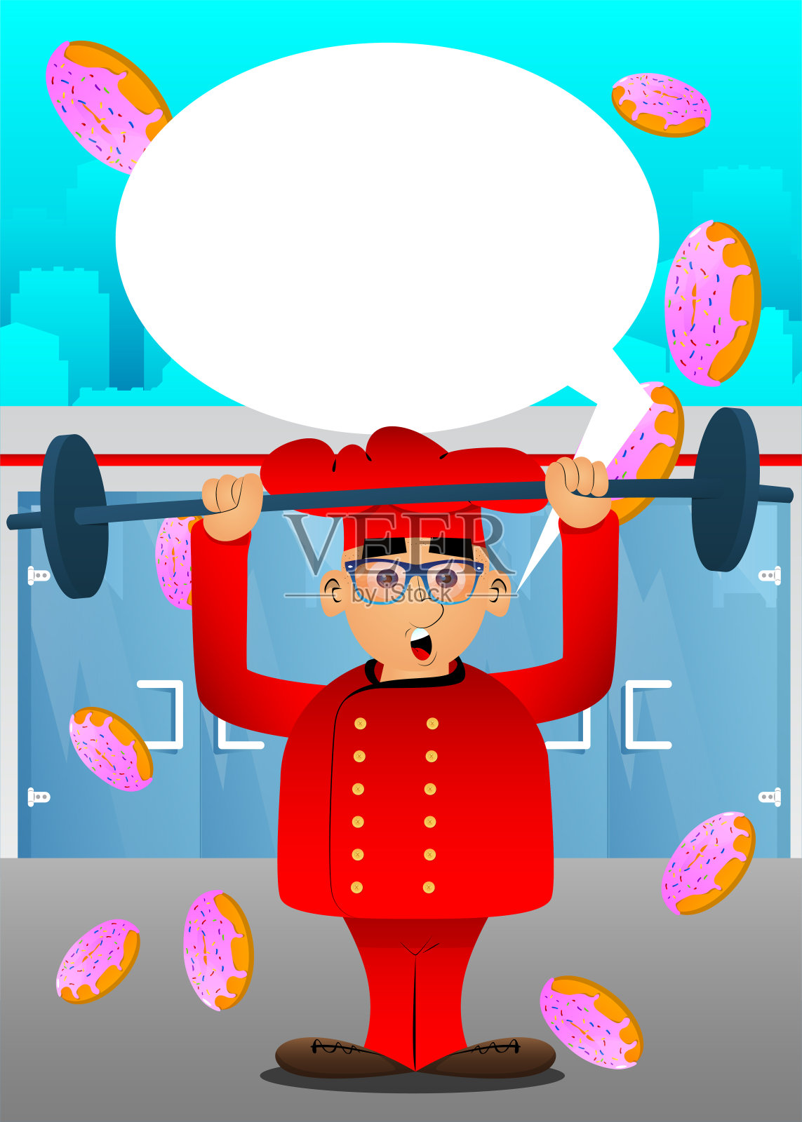 库克举重运动员举杠铃。插画图片素材
