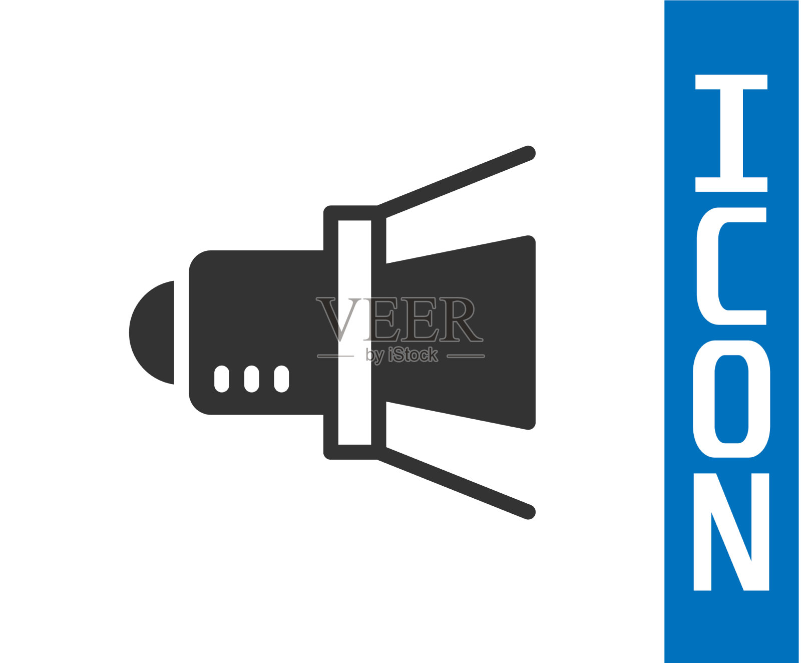 灰色电影聚光灯图标孤立在白色插画图片素材