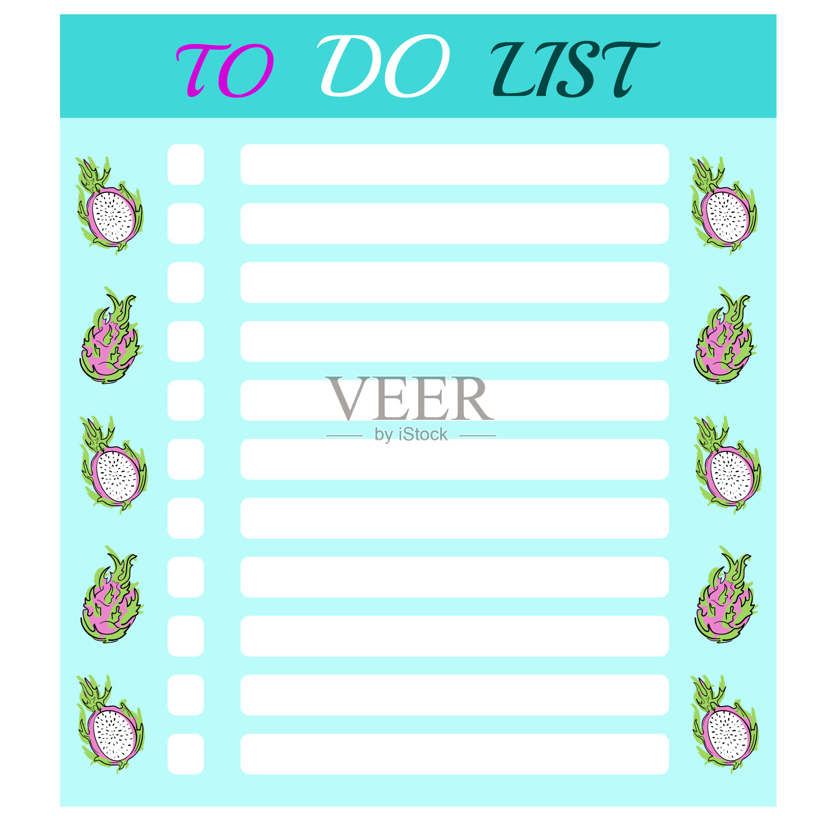 每周，每日计划，便签纸，待办事项清单，用可爱的水果插图装饰。时髦的策划者或组织者平面向量插画图片素材