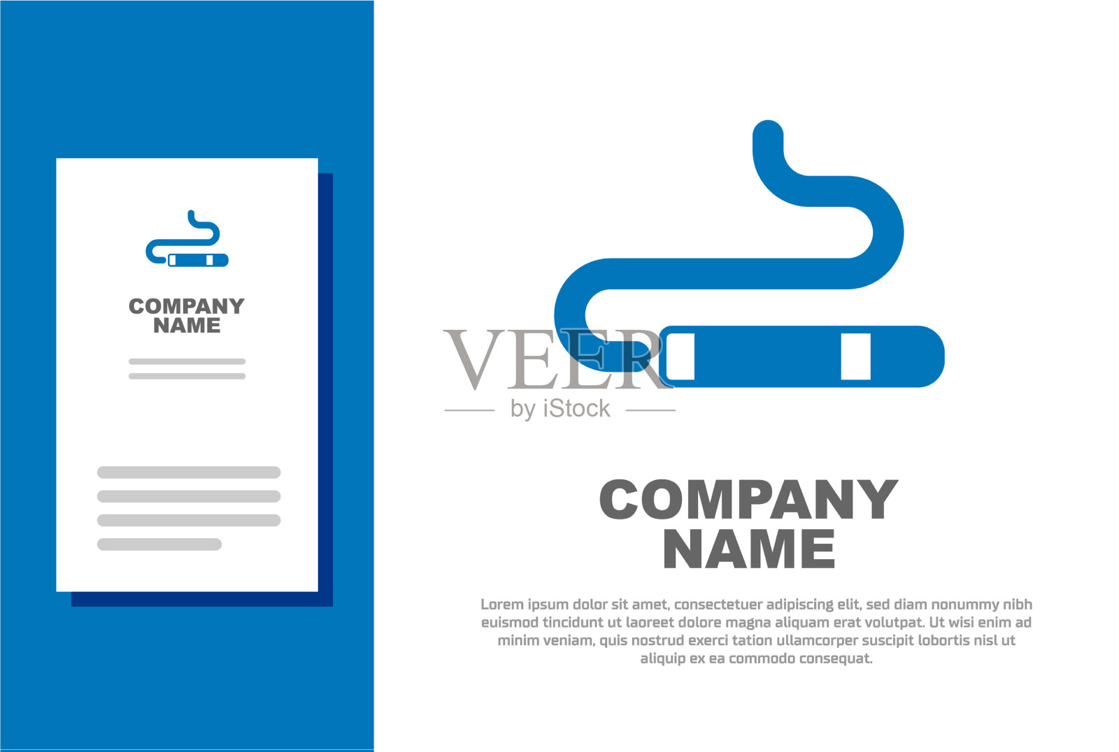 蓝色雪茄图标孤立在白色背景的标志插画图片素材