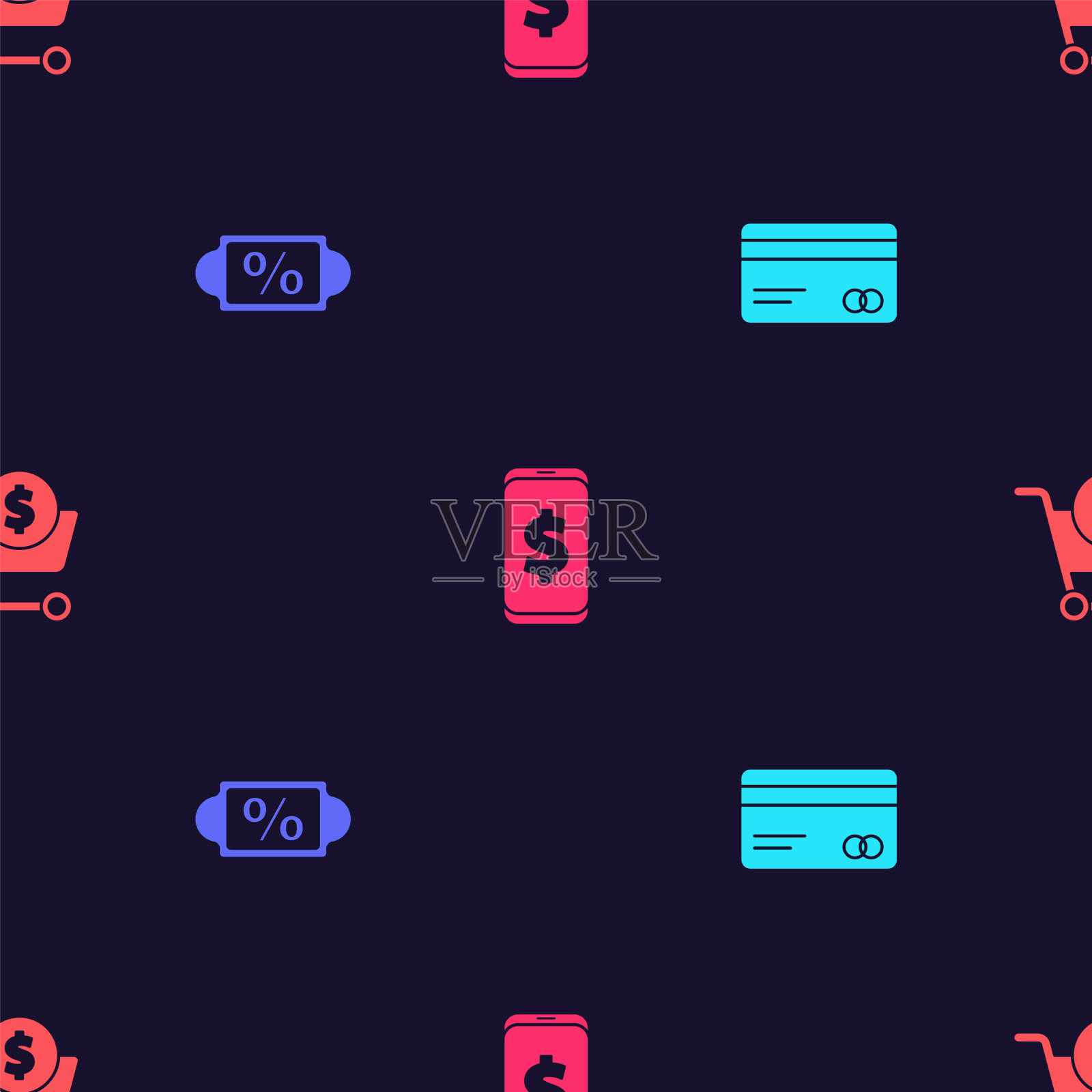 设置信用卡折扣百分比标签智能手机图标素材