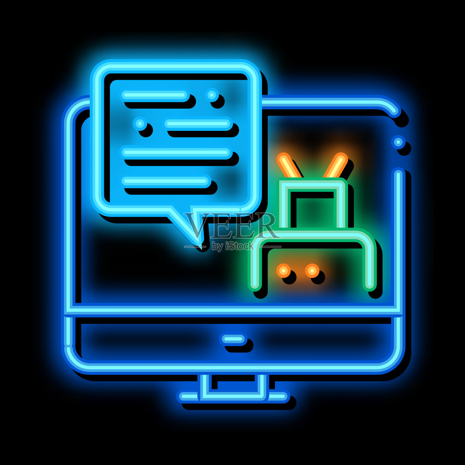 个人信息自动化处理霓虹灯闪烁插画图片素材