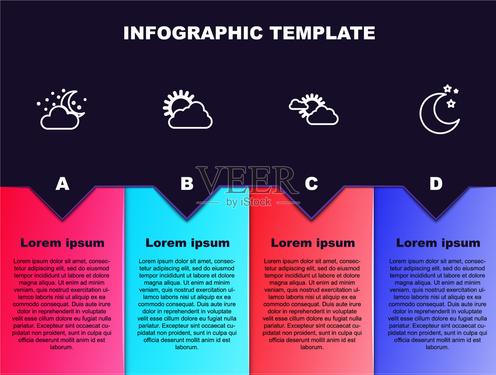 集线云与月，星，日云插画图片素材