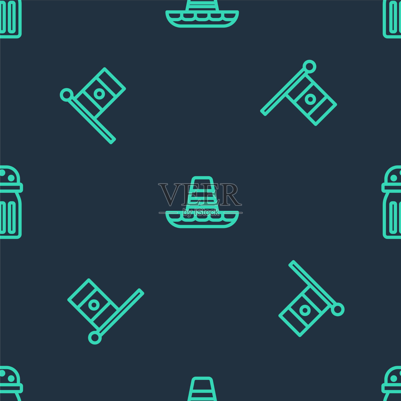 设置线墨西哥草帽墨西哥国旗和盐图标素材