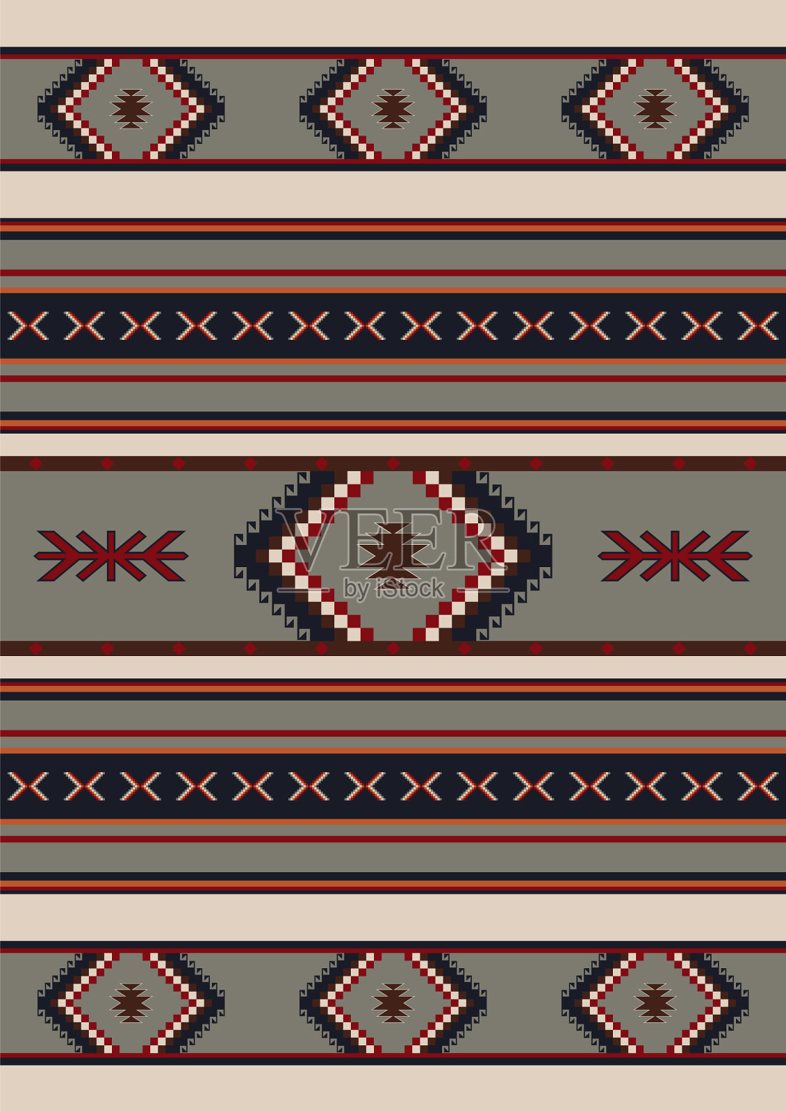 纳瓦霍部落无缝图案印第安土著插画图片素材