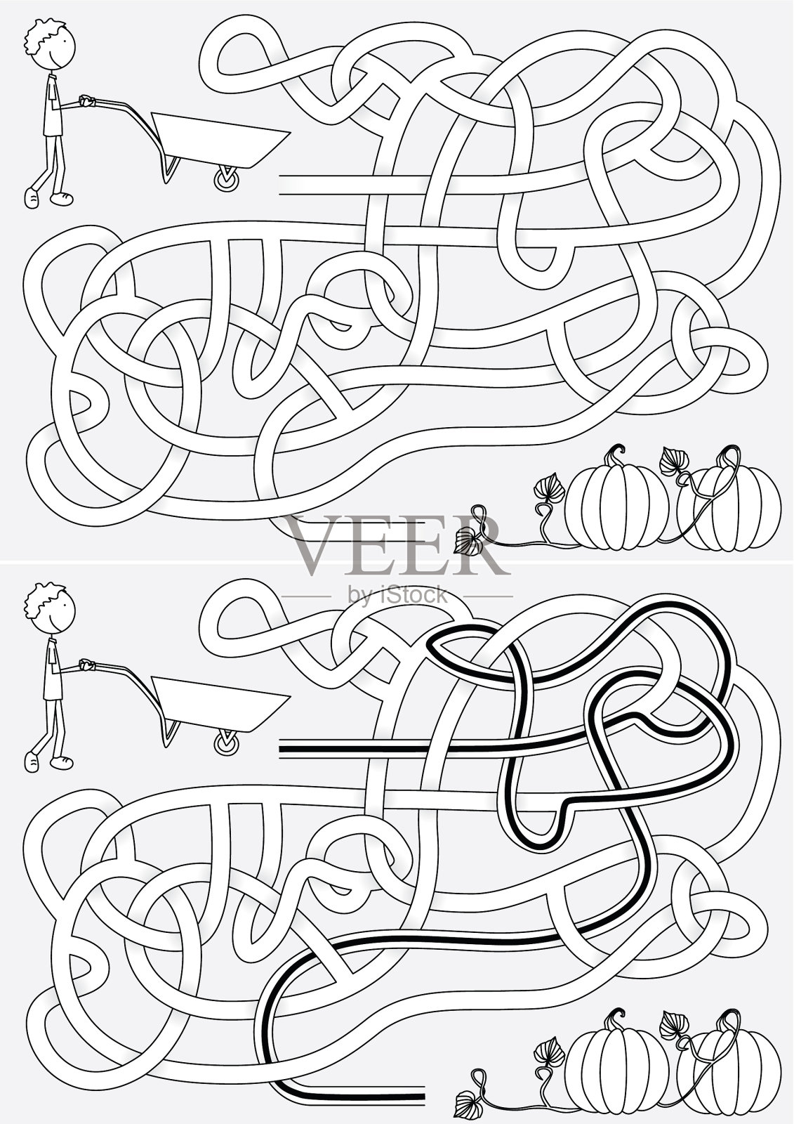 南瓜收获的迷宫插画图片素材