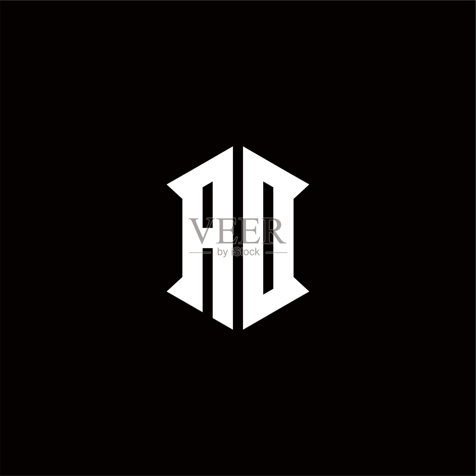 广告标志字母与盾形状设计插画图片素材