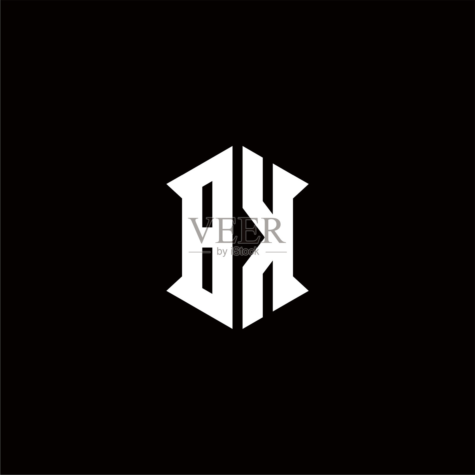 Bk标志字母与盾形设计插画图片素材