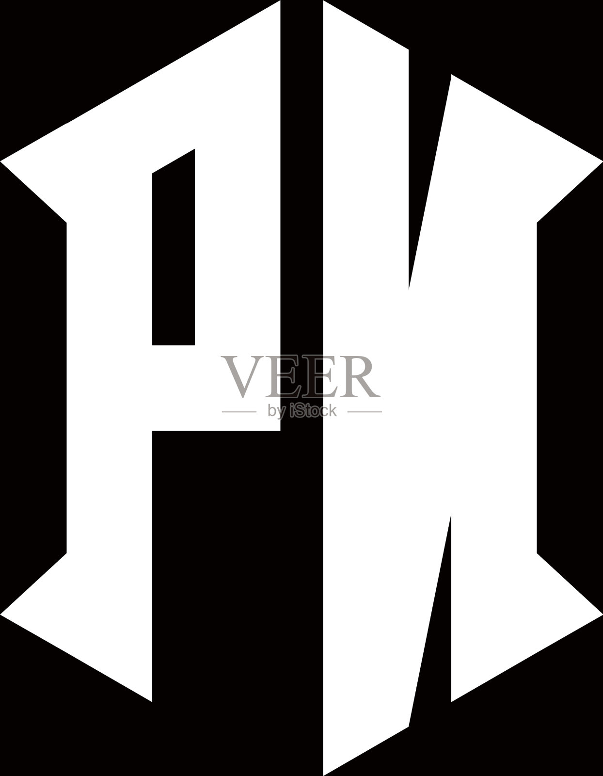 Pn标志与盾形设计monogram插画图片素材