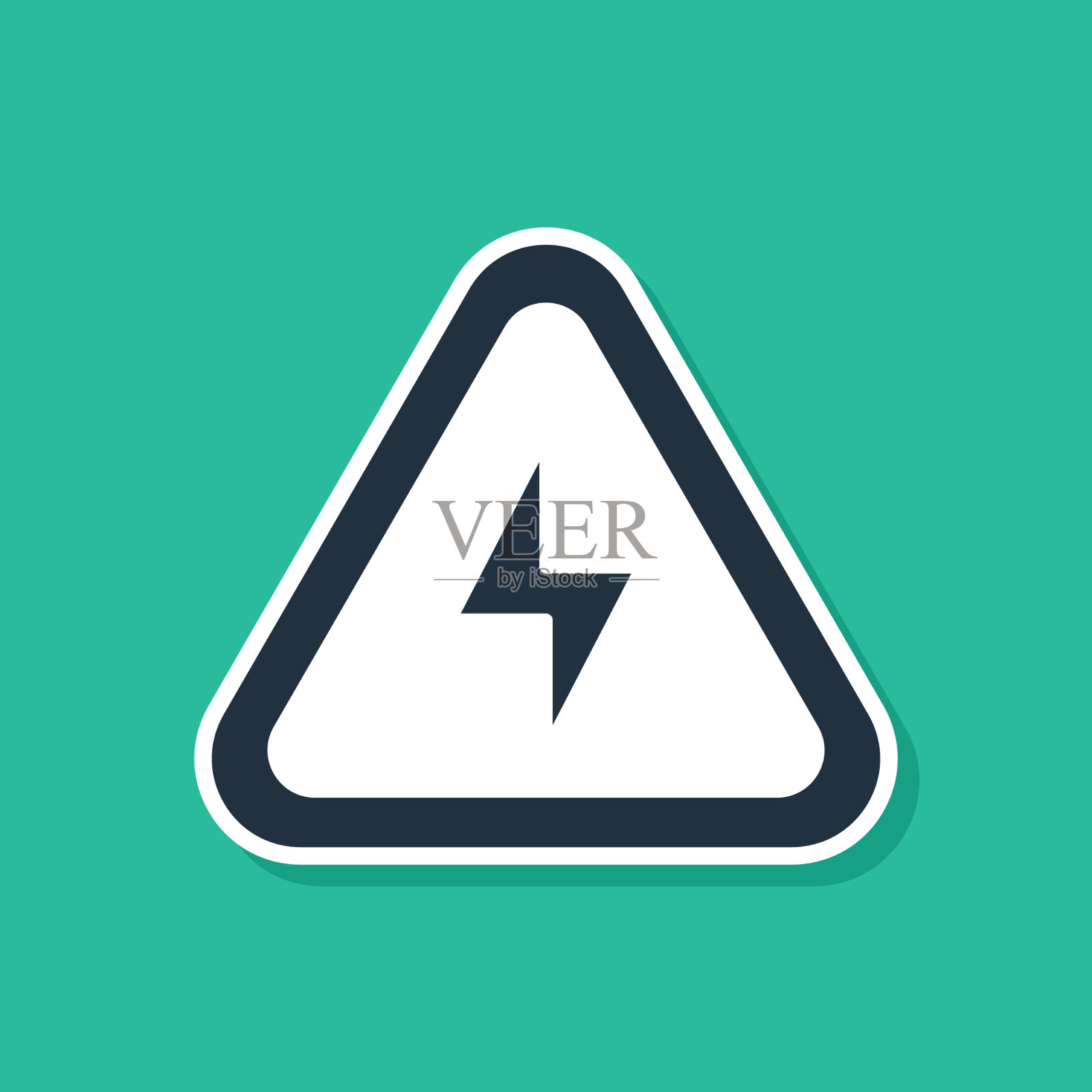 蓝色高压图标隔离在绿色插画图片素材