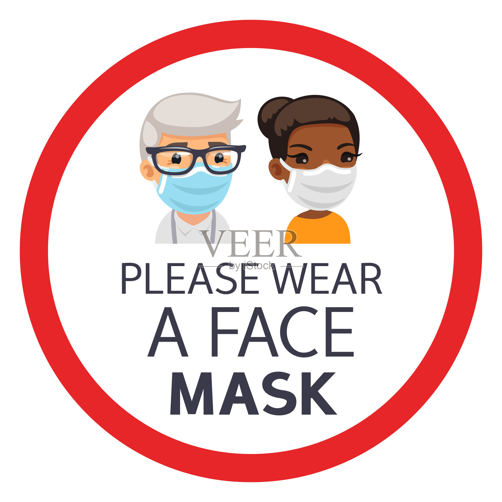 请戴上圆形面罩插画图片素材