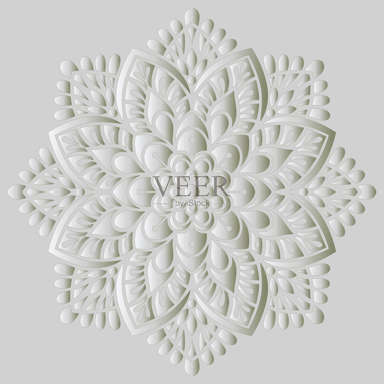 曼荼罗图案白色渐变好心情插画图片素材