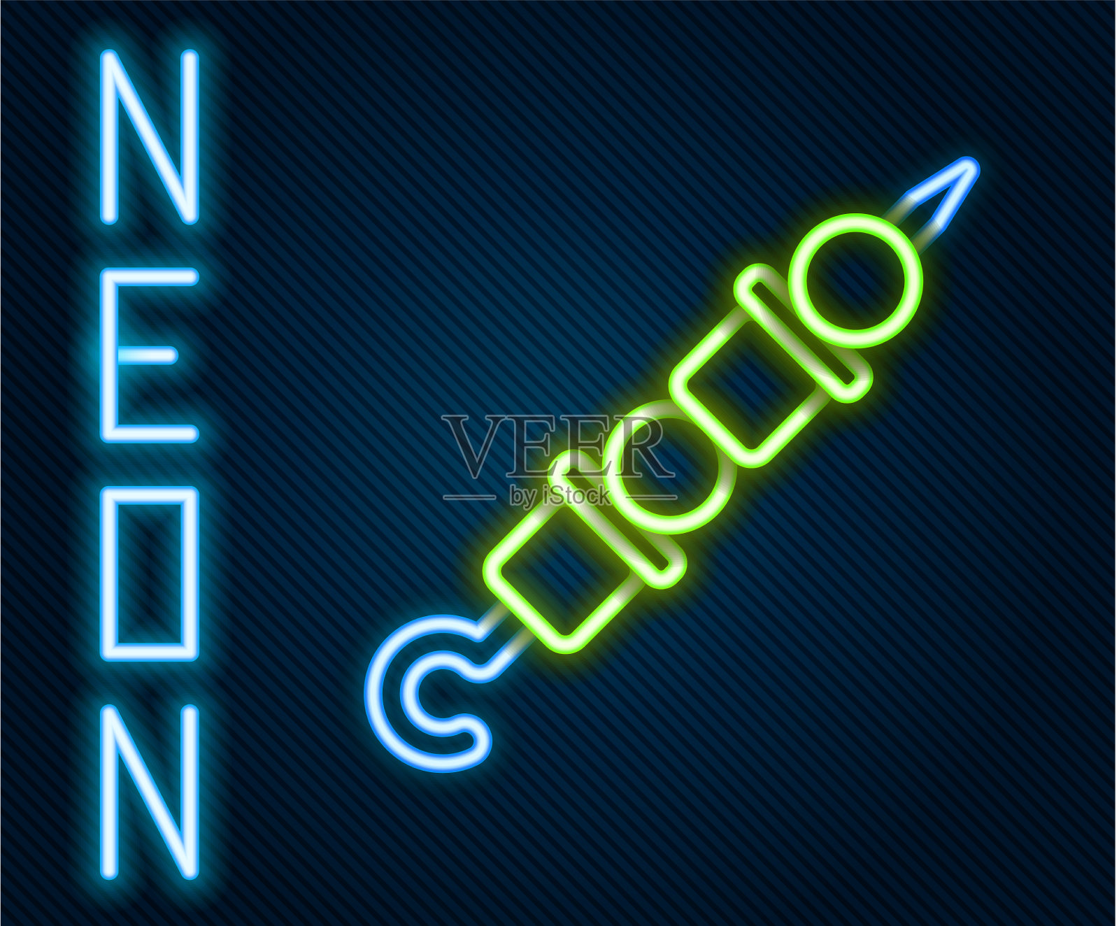 发光的霓虹灯线烤羊肉串串插画图片素材