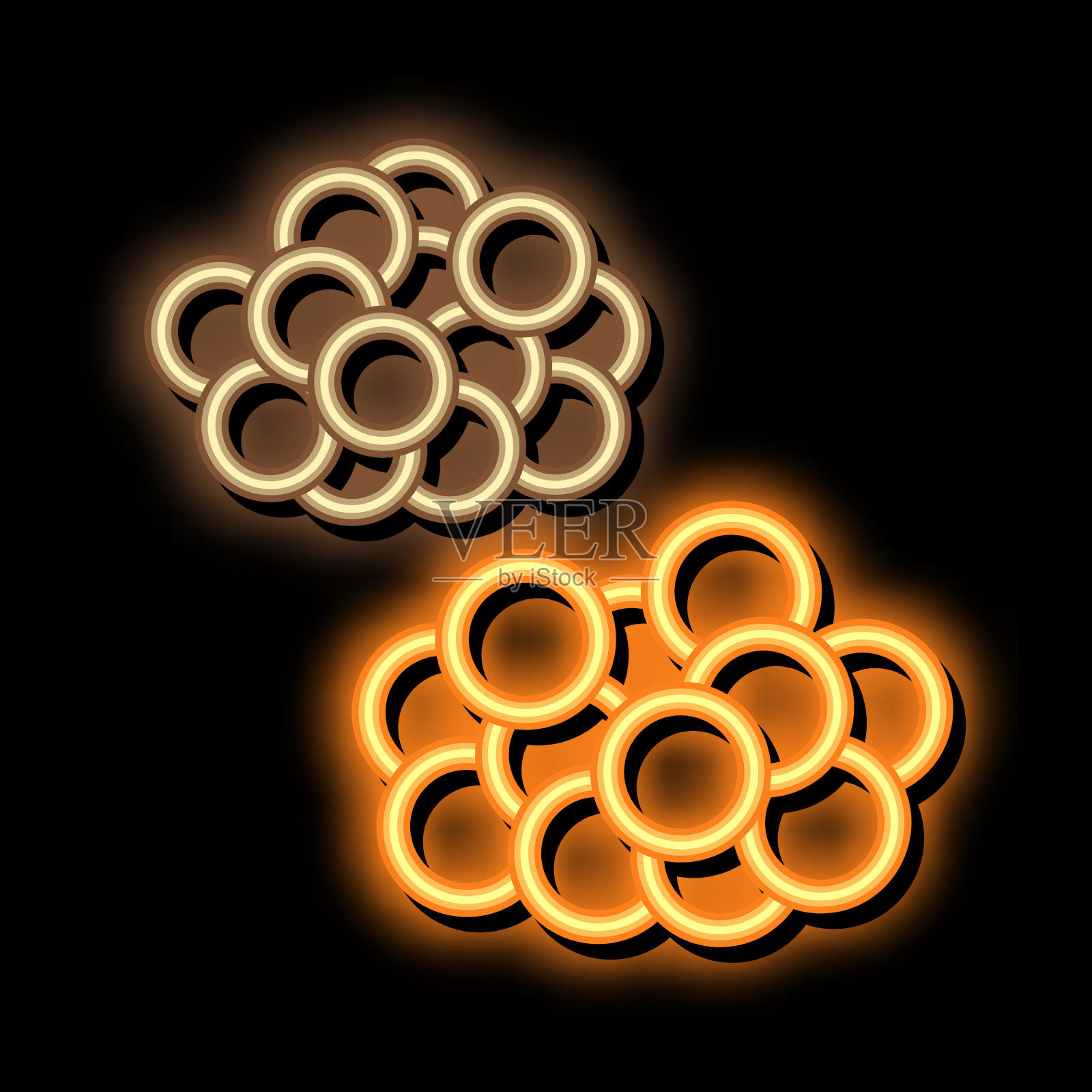 鱼子酱堆霓虹灯图标插画图片素材