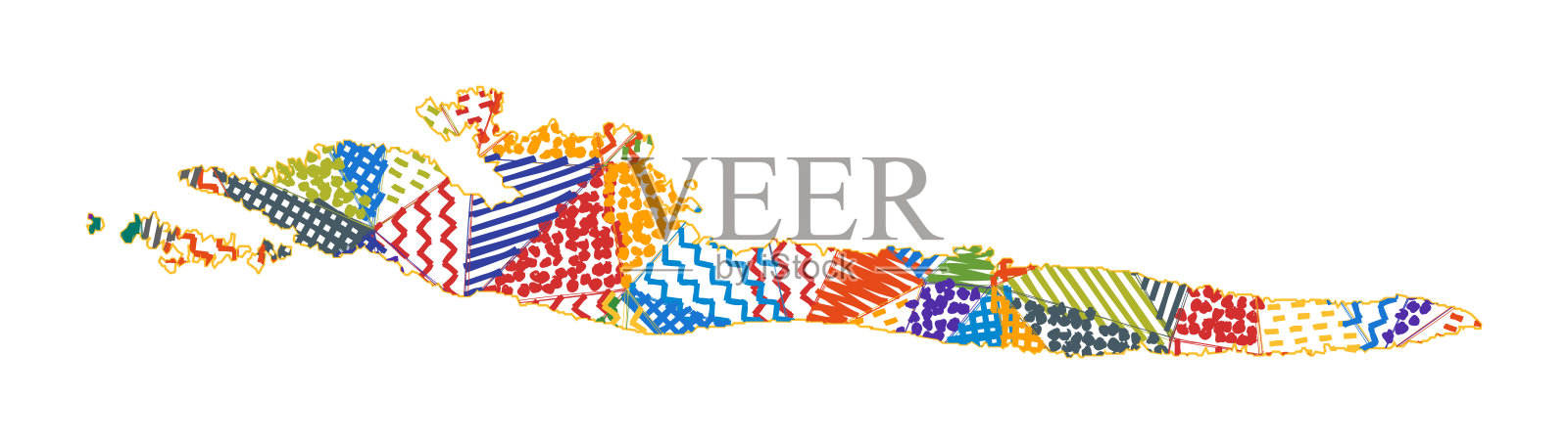 孩子风格的Hvar地图。插画图片素材