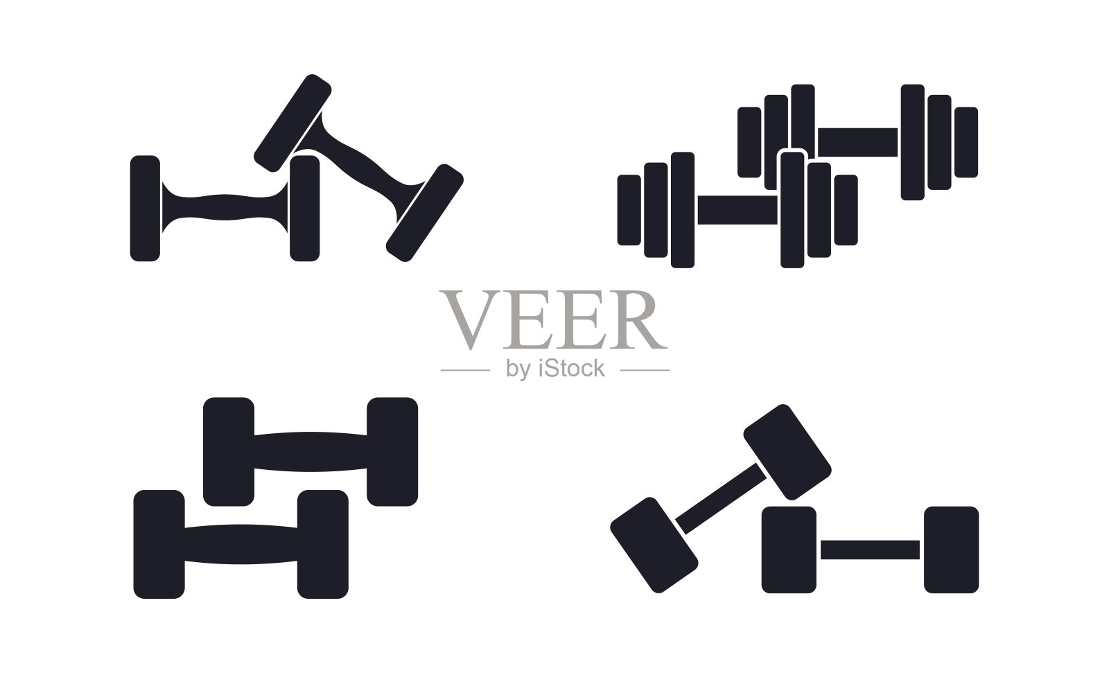 不同哑铃权重矢量图标集图标素材