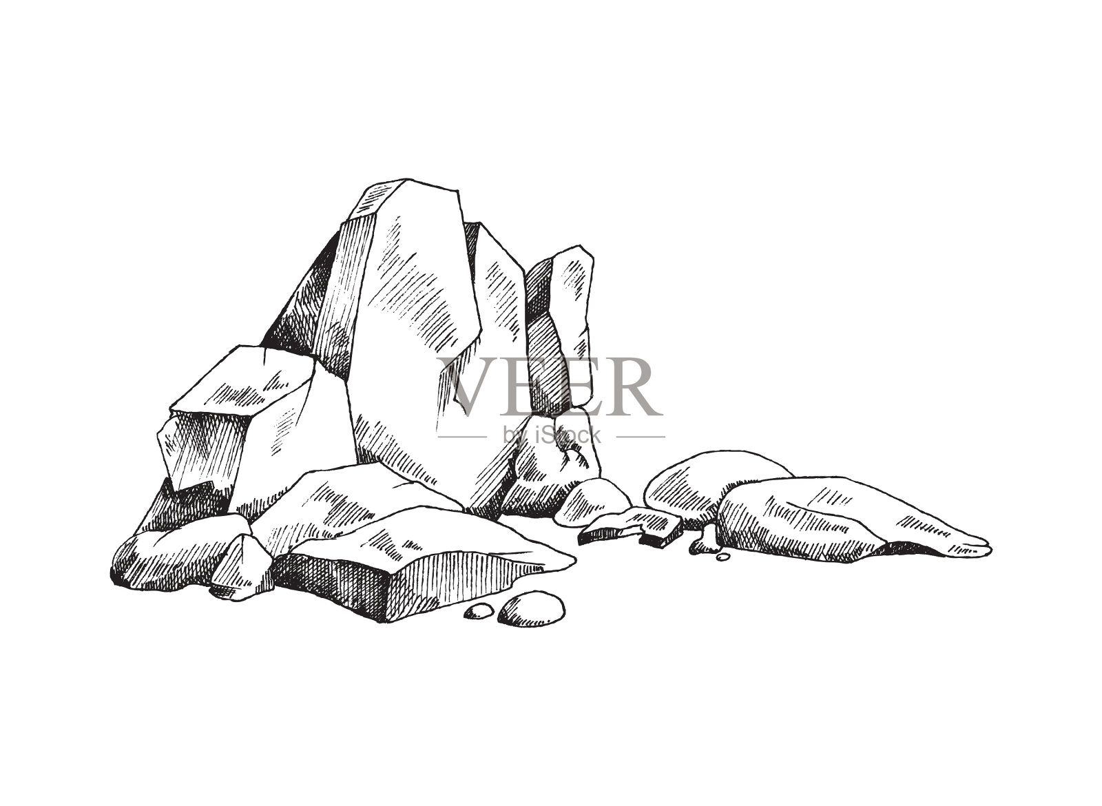 岩石、废墟或石堆雕刻插画图片素材