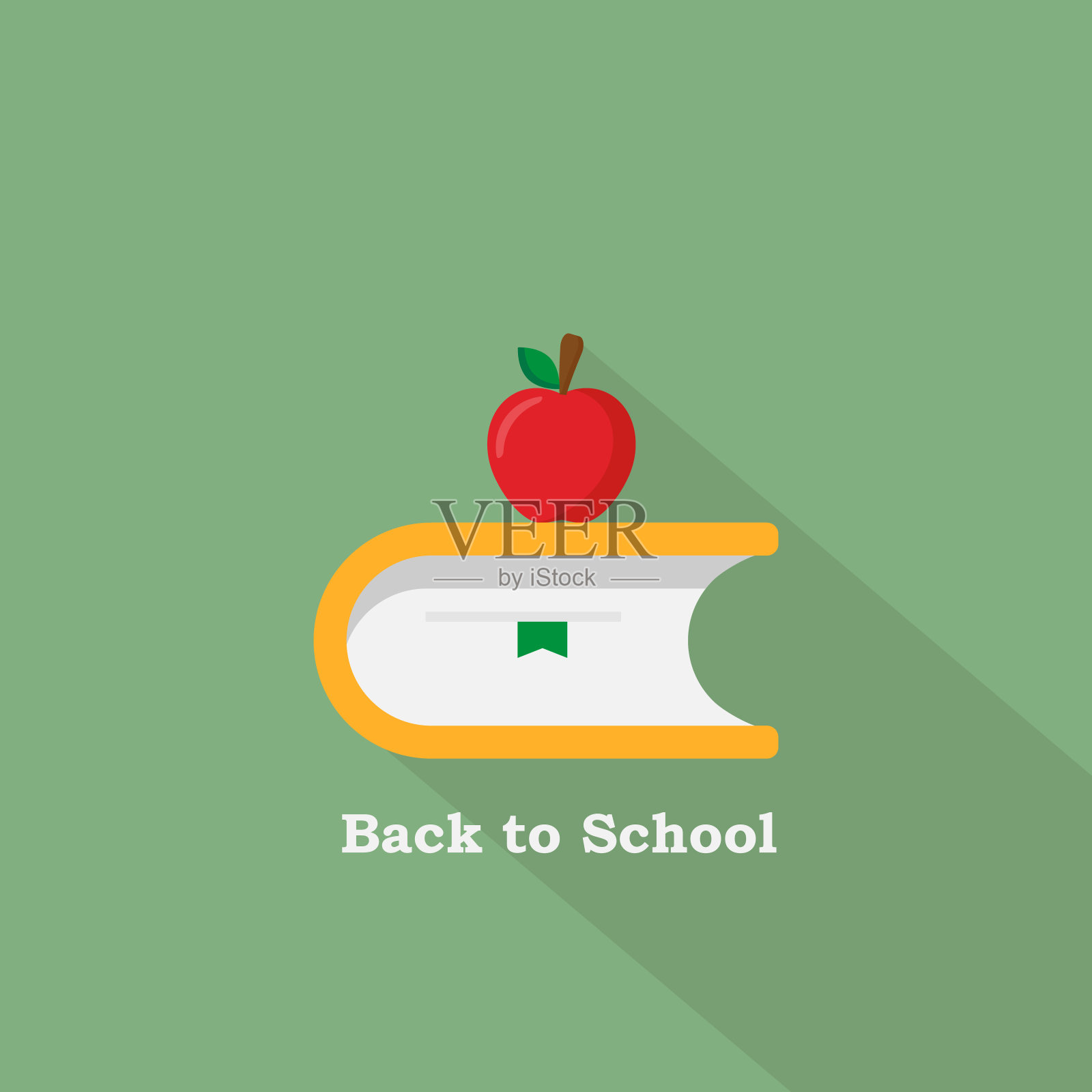 回校平面图标带长影子。矢量图插画图片素材