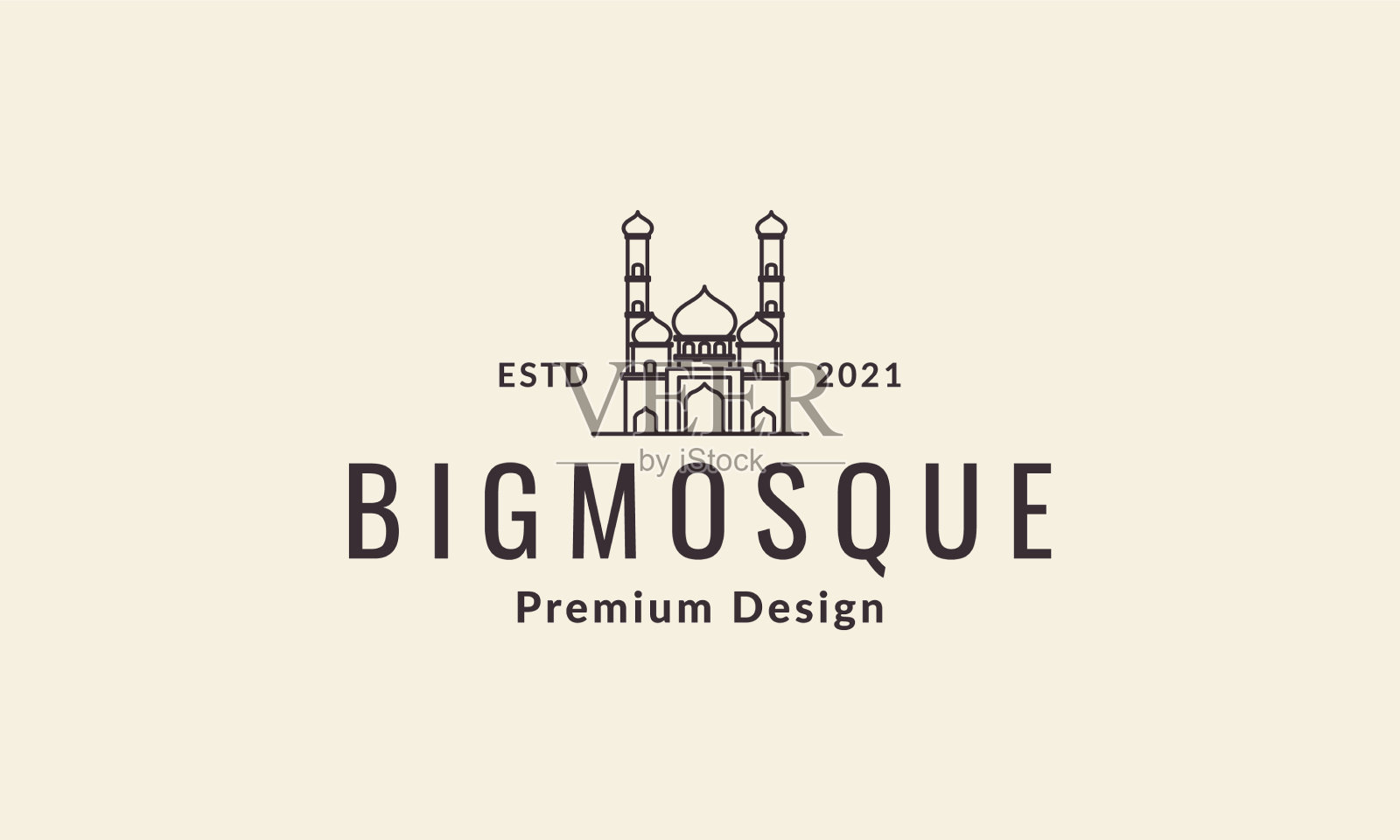 线条时髦的清真寺标志符号图标图形插画图片素材