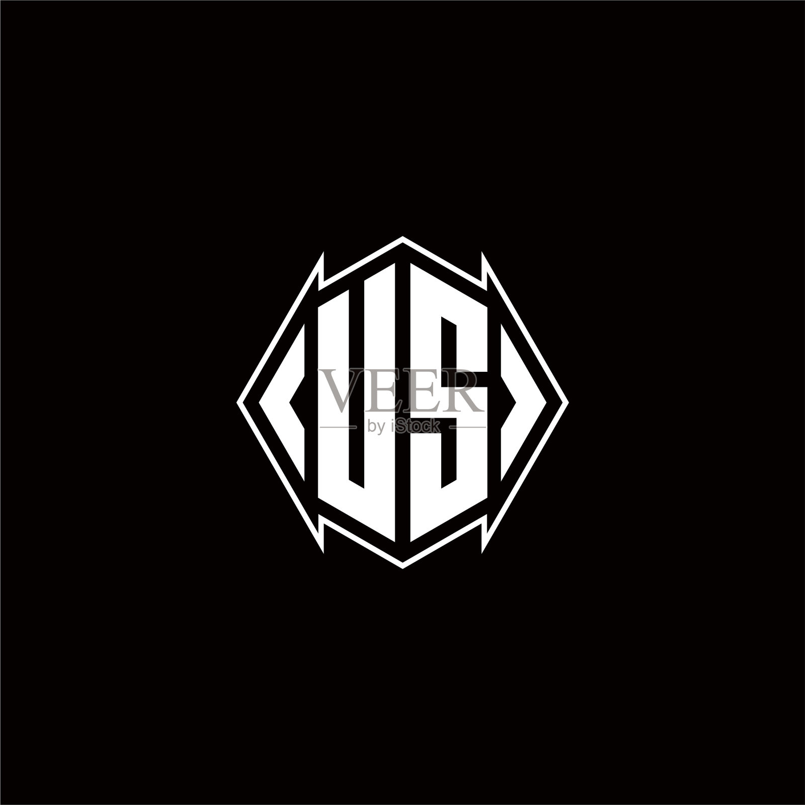 美国标志字母组合与盾牌形状设计插画图片素材