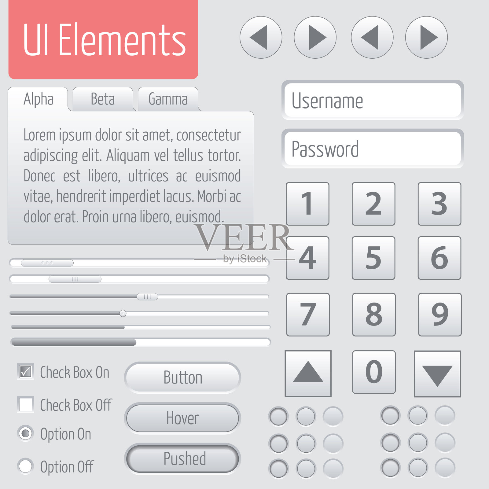 轻UI元素第1部分滑块进度条插画图片素材