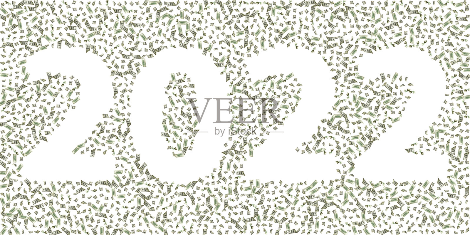 2022年钱栈。一百美元。落魄钱孤，美钞白底。照片摄影图片