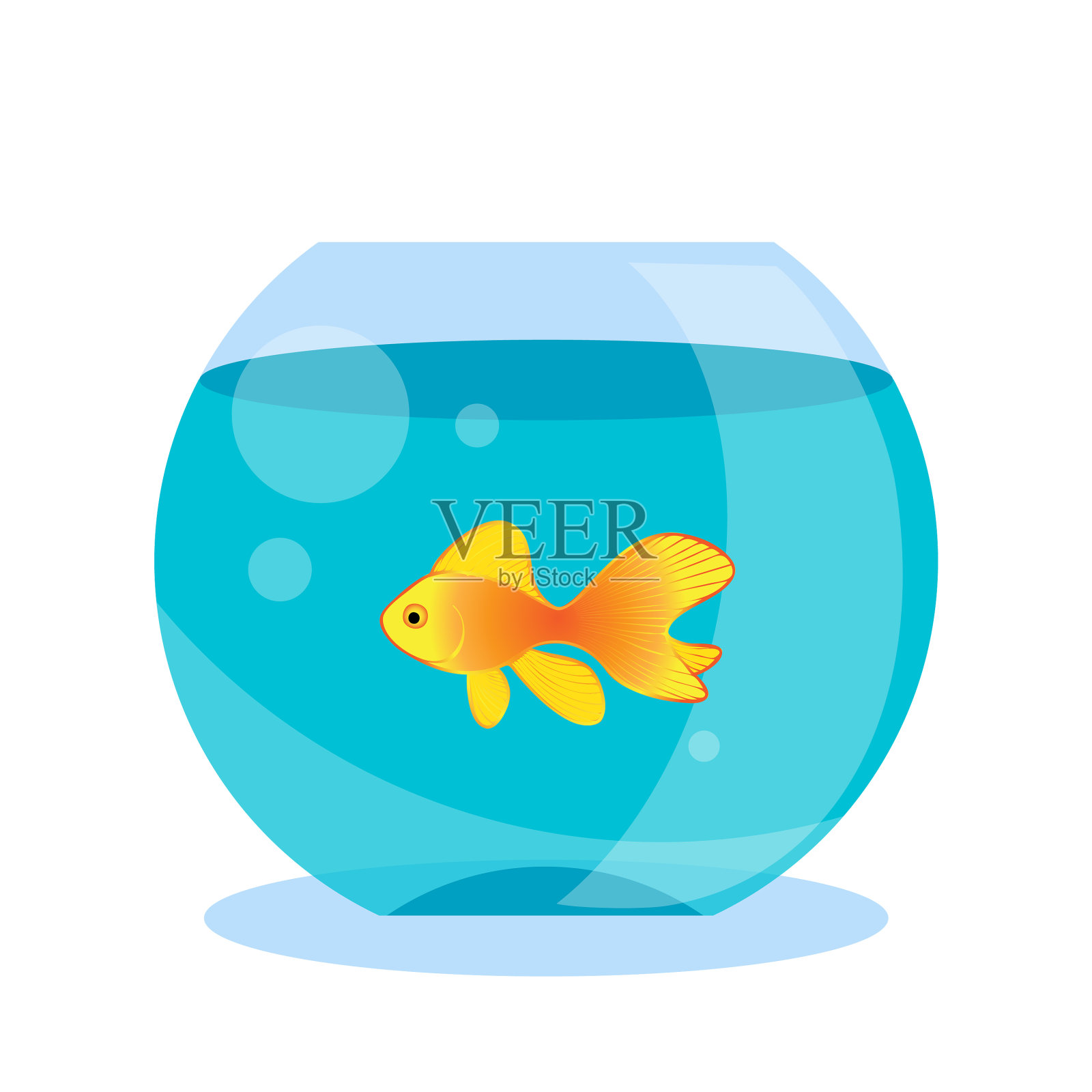 鱼缸水族箱或鱼缸卡通设计元素图片