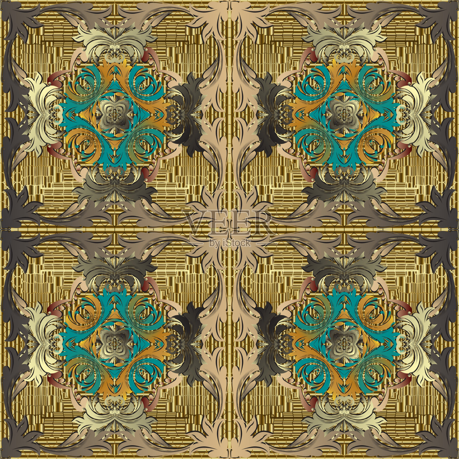 垃圾花纹无缝花纹巴洛克插画图片素材