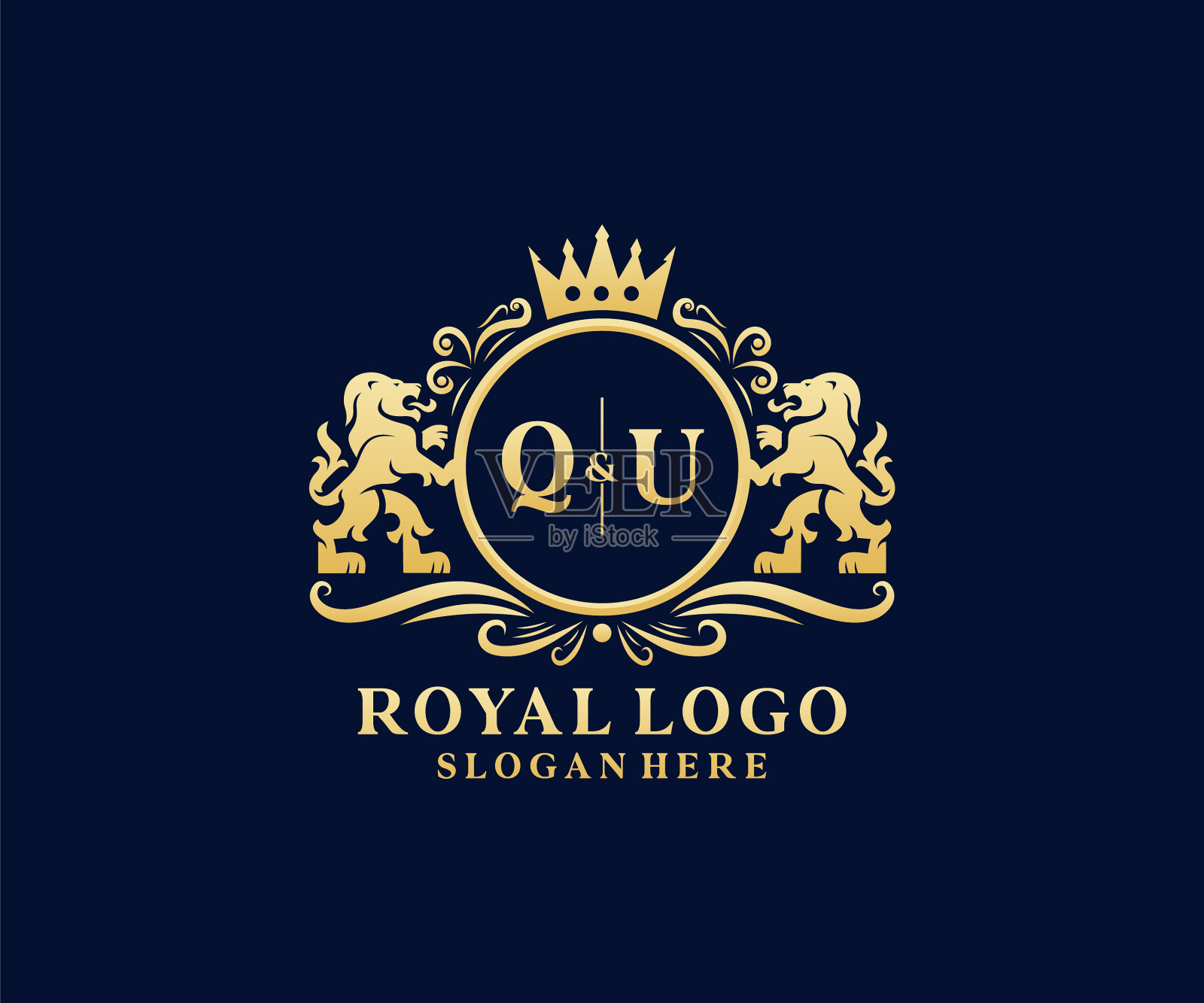 首字母曲狮子皇家豪华标志模板插画图片素材