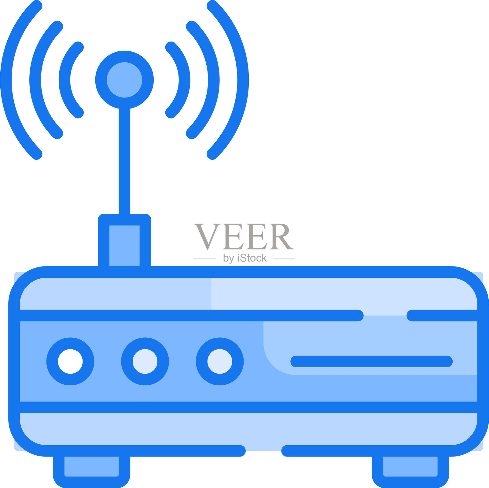 无线调制解调器风格的蓝色图标设计元素图片