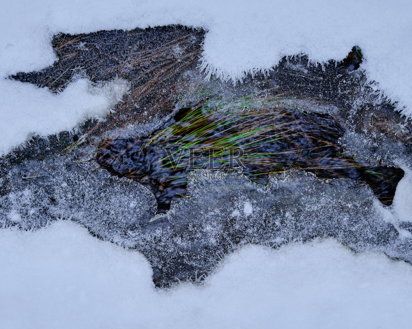在冰雪下流淌照片摄影图片