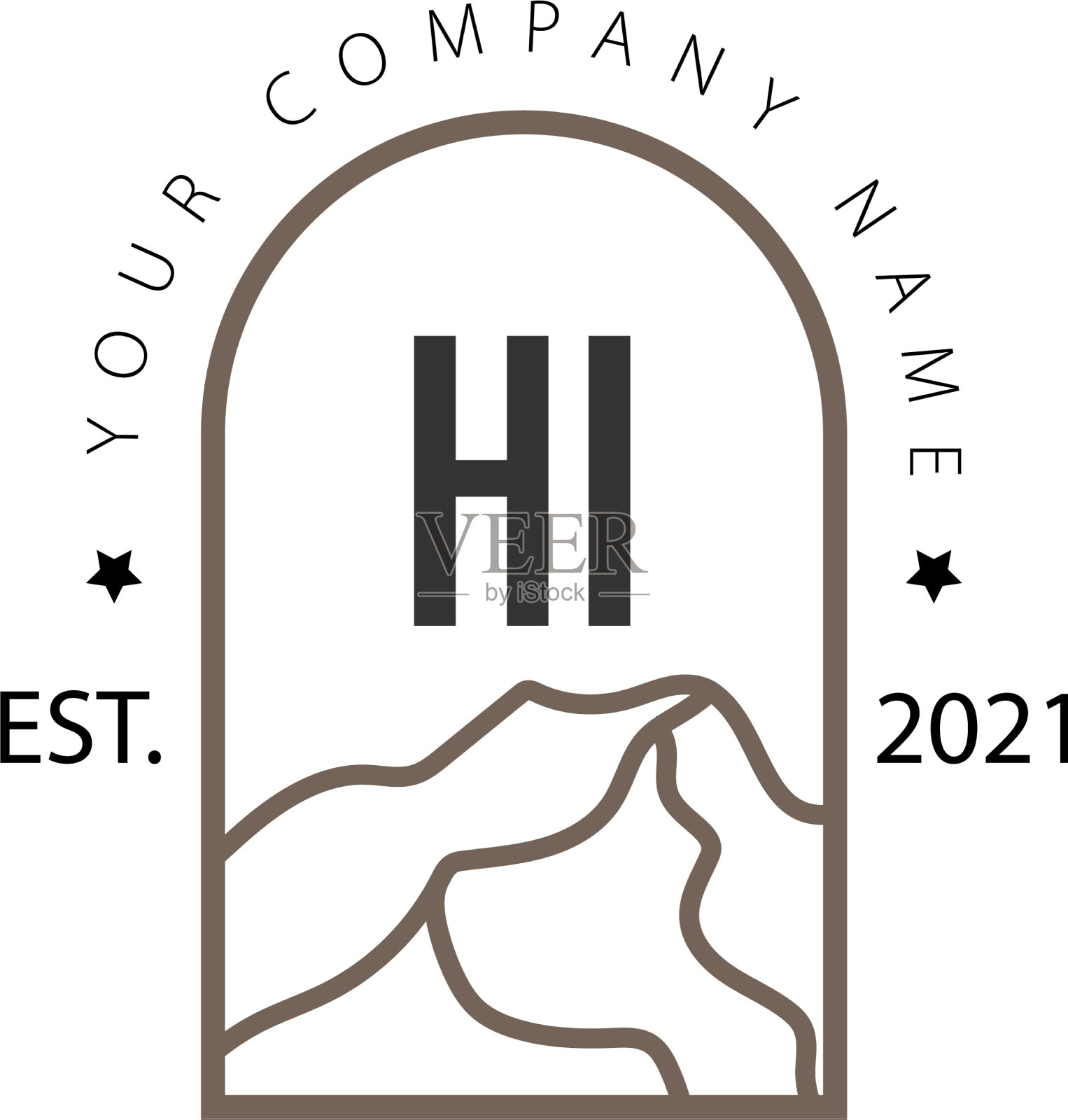 首字母hi 山地探险创意插画图片素材