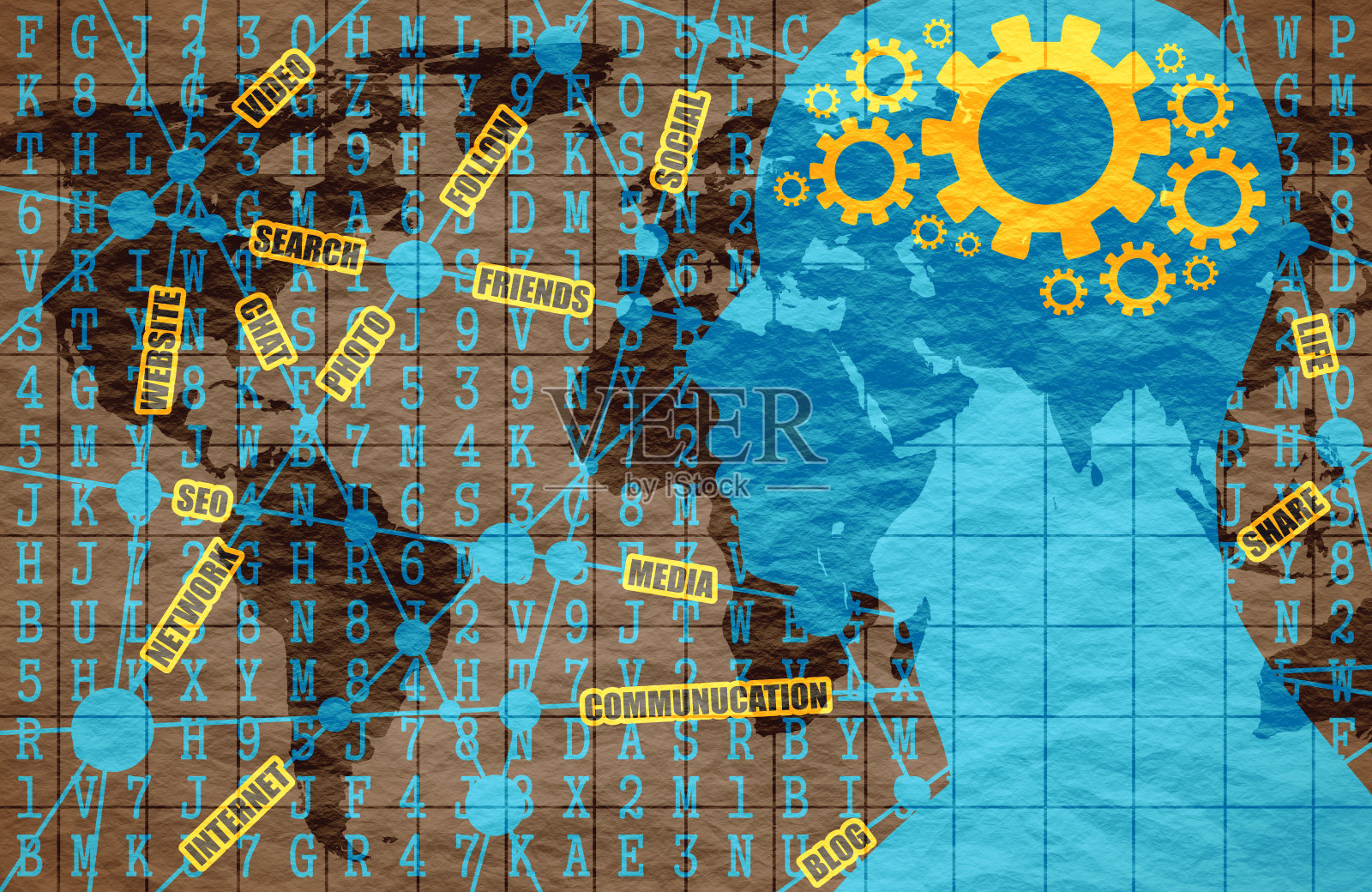 社交网络技术概念。网络人际交往插画图片素材