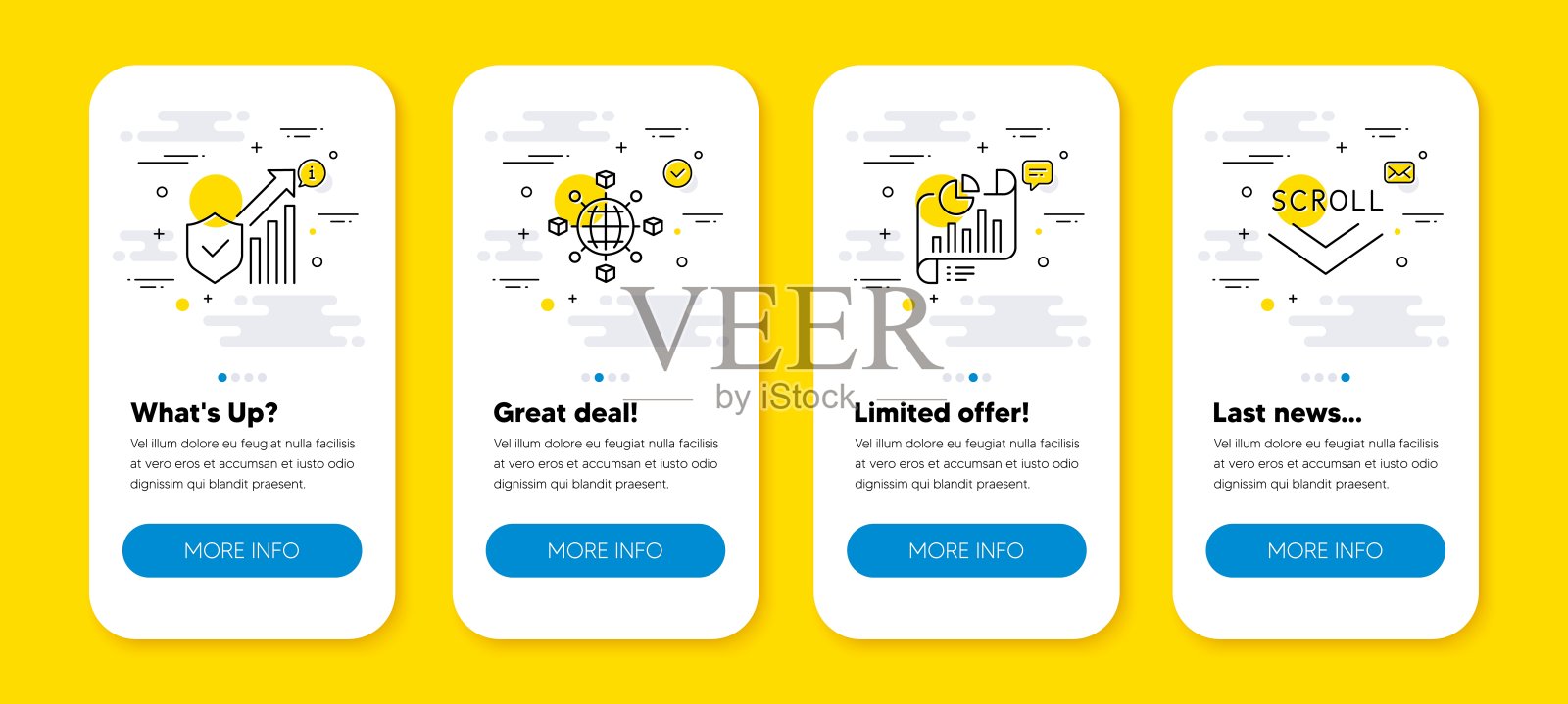 向量集合的安全统计，报告文件和物流网络图标集合。向量插画图片素材