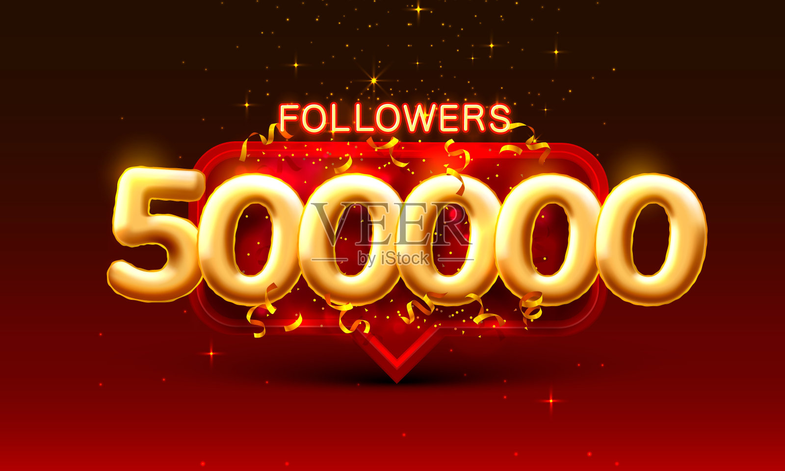 谢谢你的粉丝们，50万在线社交群，高兴的横幅庆祝，向量插画图片素材