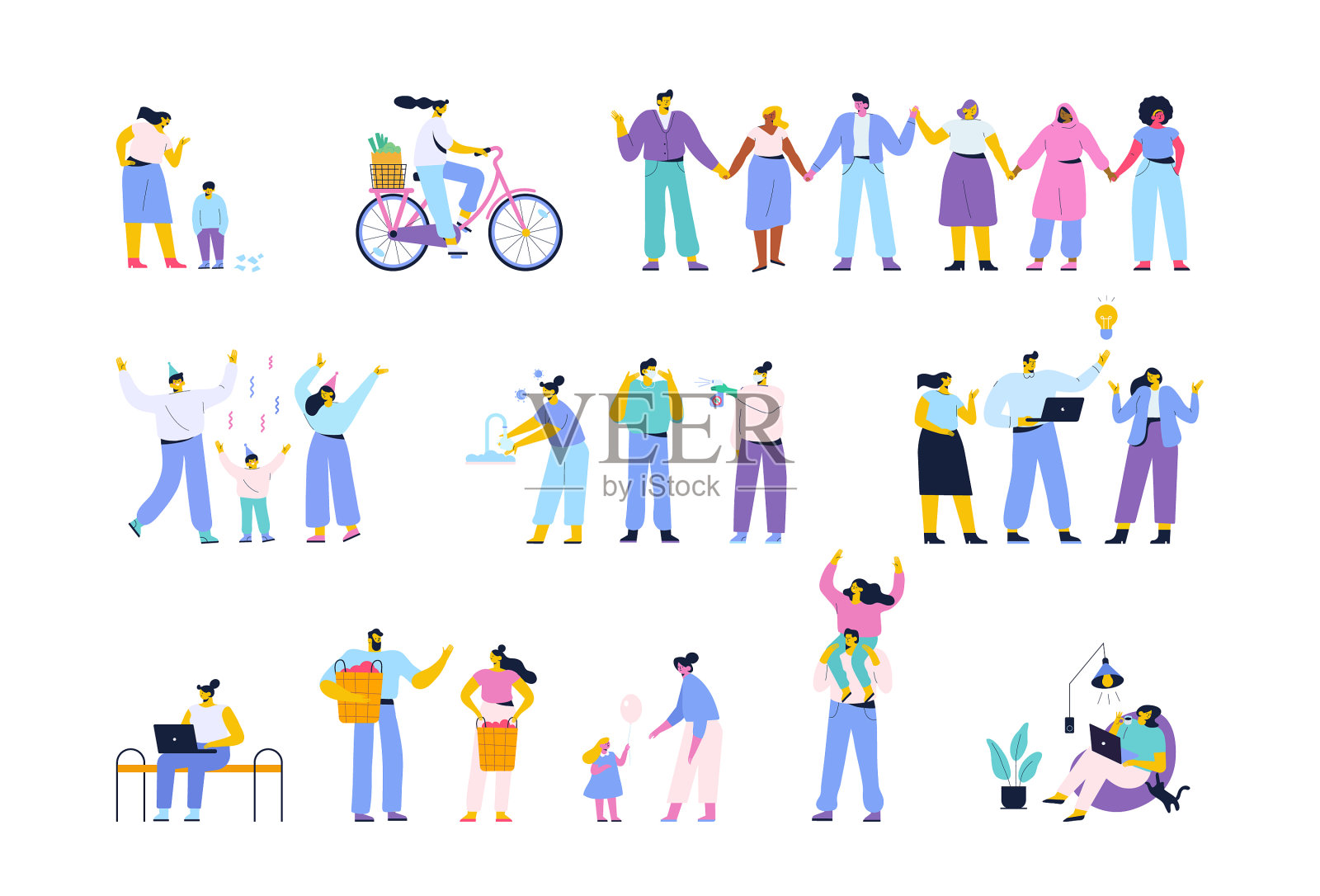 收集卡通男人和女人插画图片素材