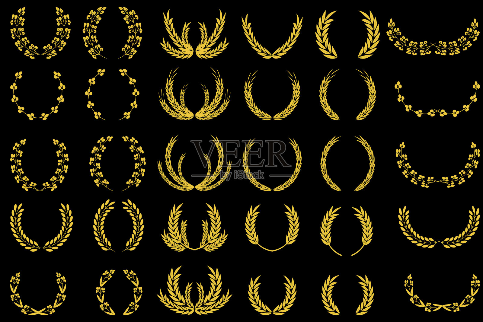 花环，小穗套图案装饰设计。耳朵图标。植物的分支。婚礼装饰。矢量插图。股票的形象。每股收益10。插画图片素材