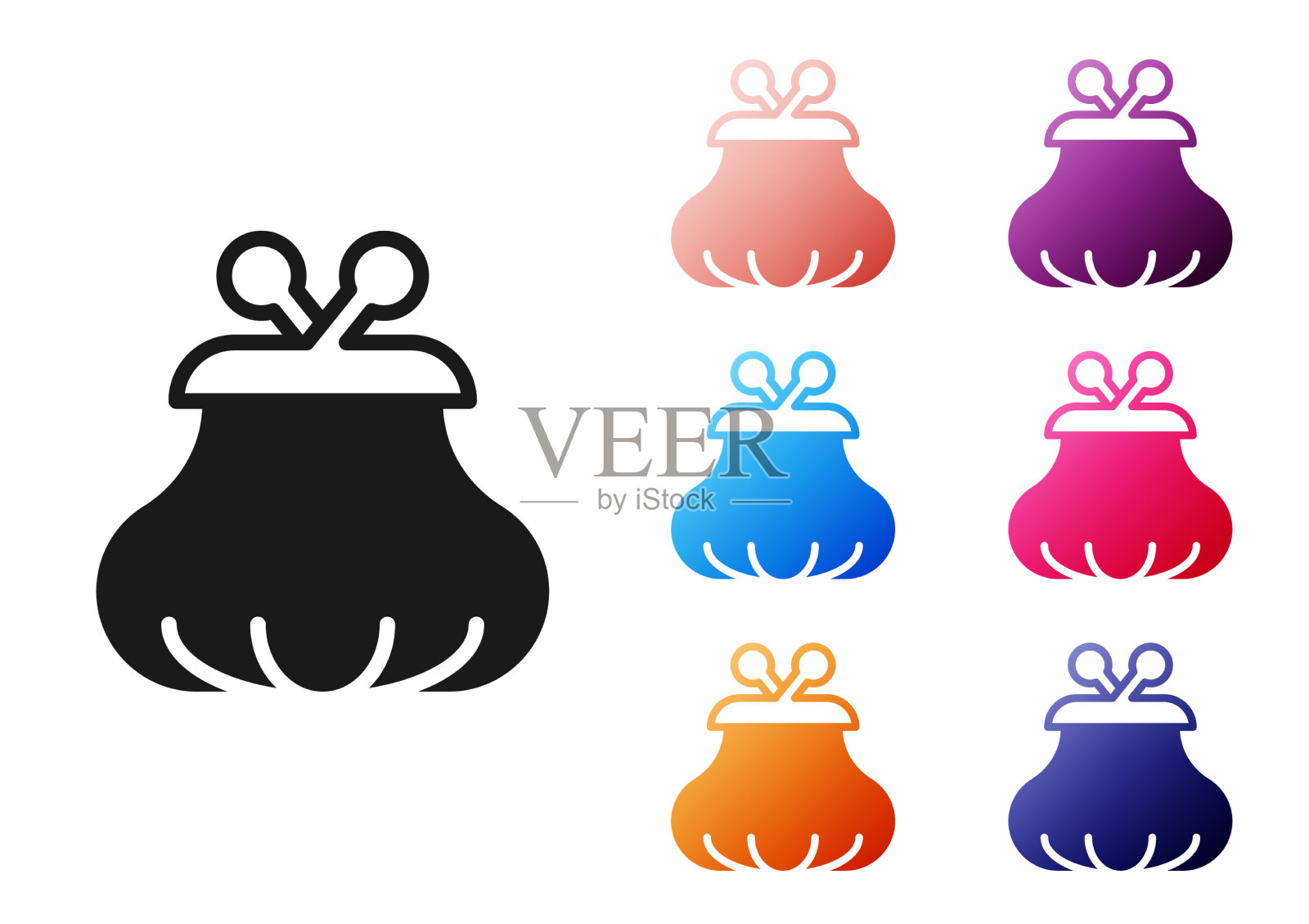 黑色钱包图标孤立在白色背景图标素材