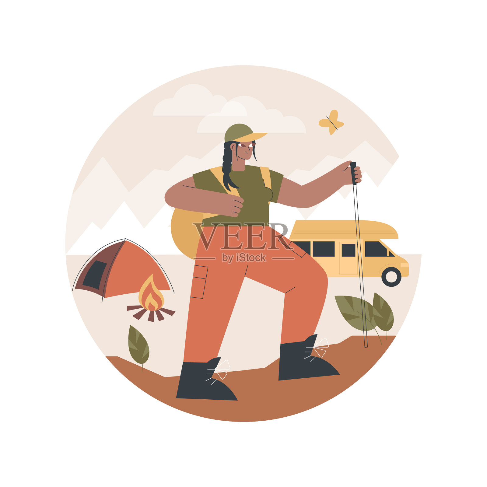 徒步旅行抽象的概念设计元素图片