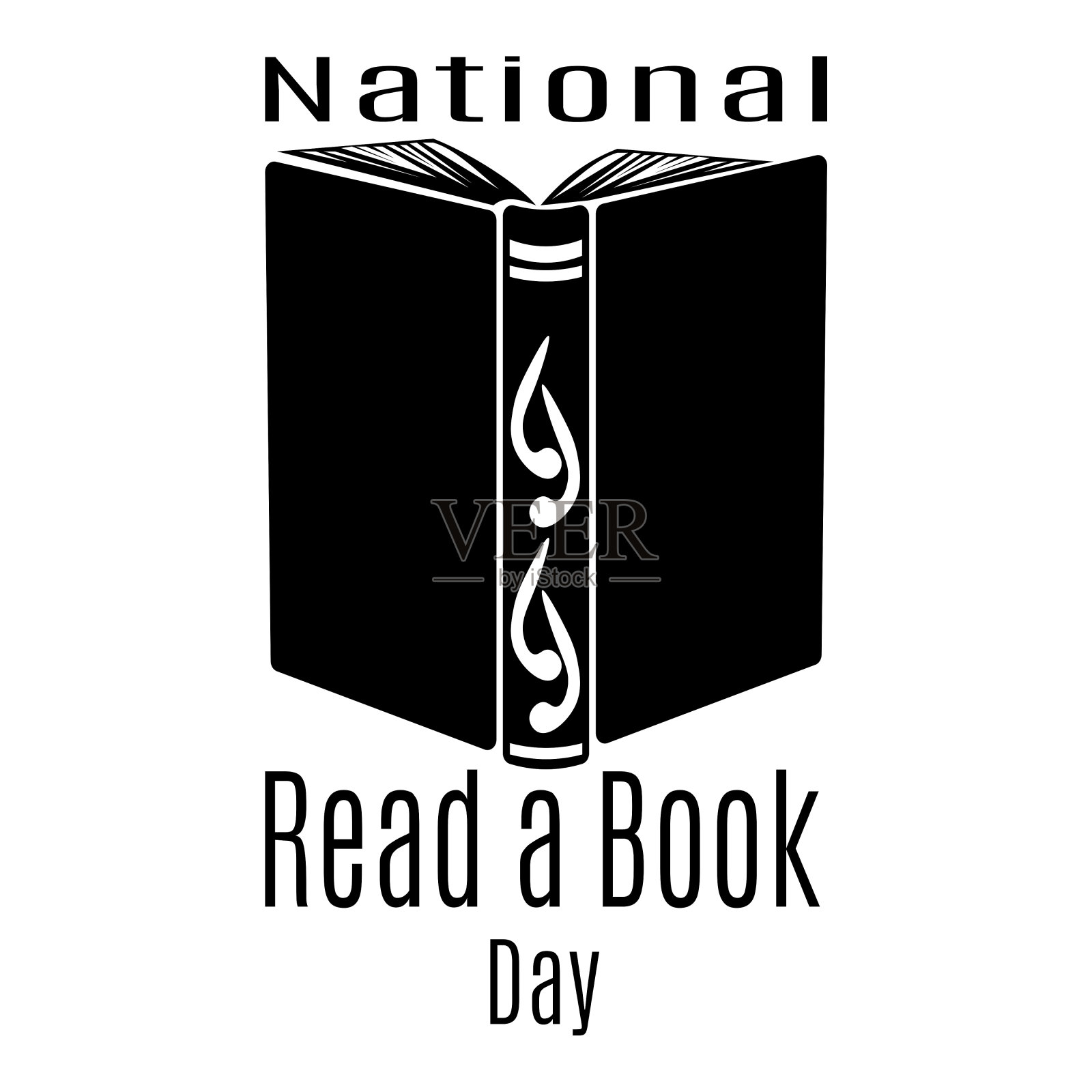 全国读书日，主题明信片或横幅上的书的剪影插画图片素材