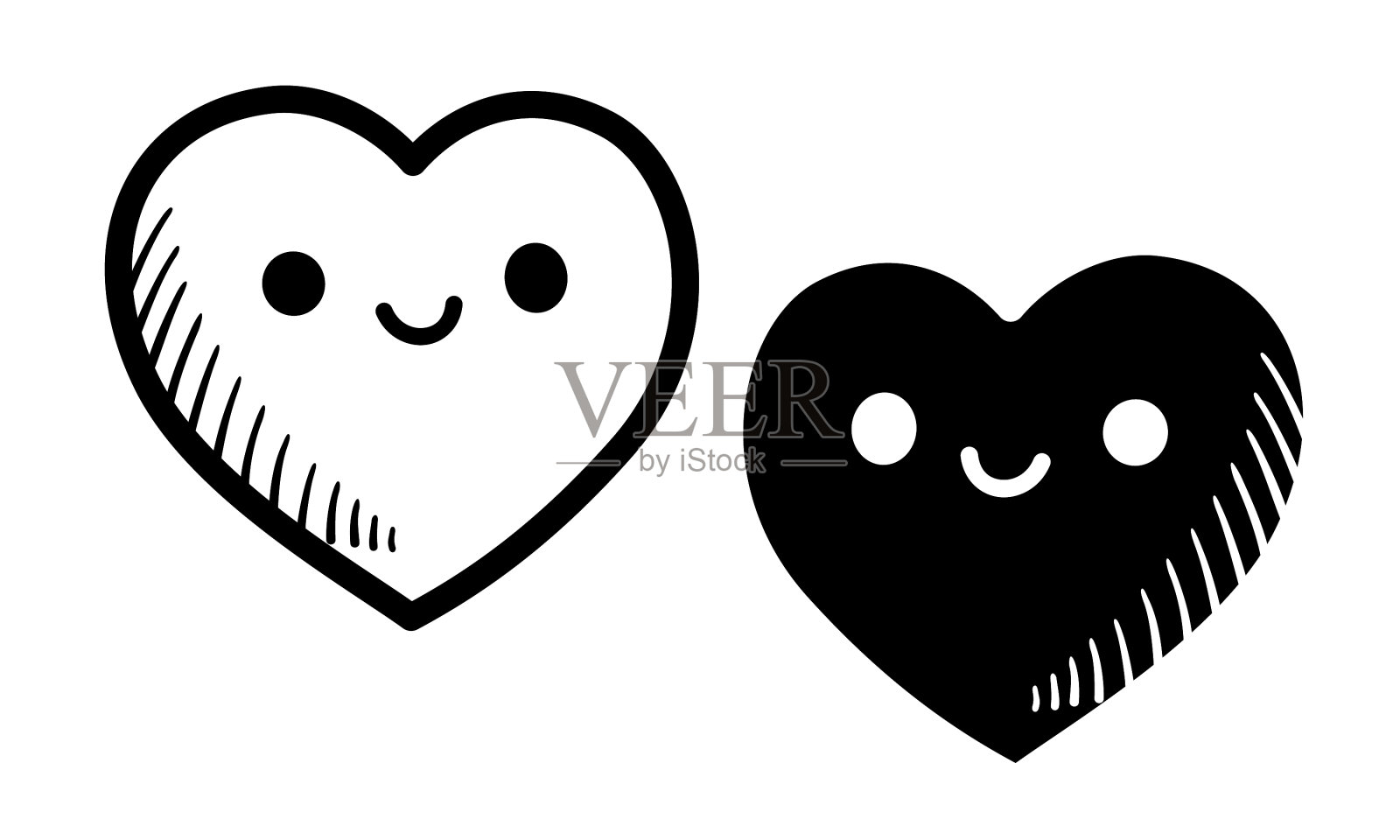 情侣心图标涂鸦爱黑心插画图片素材