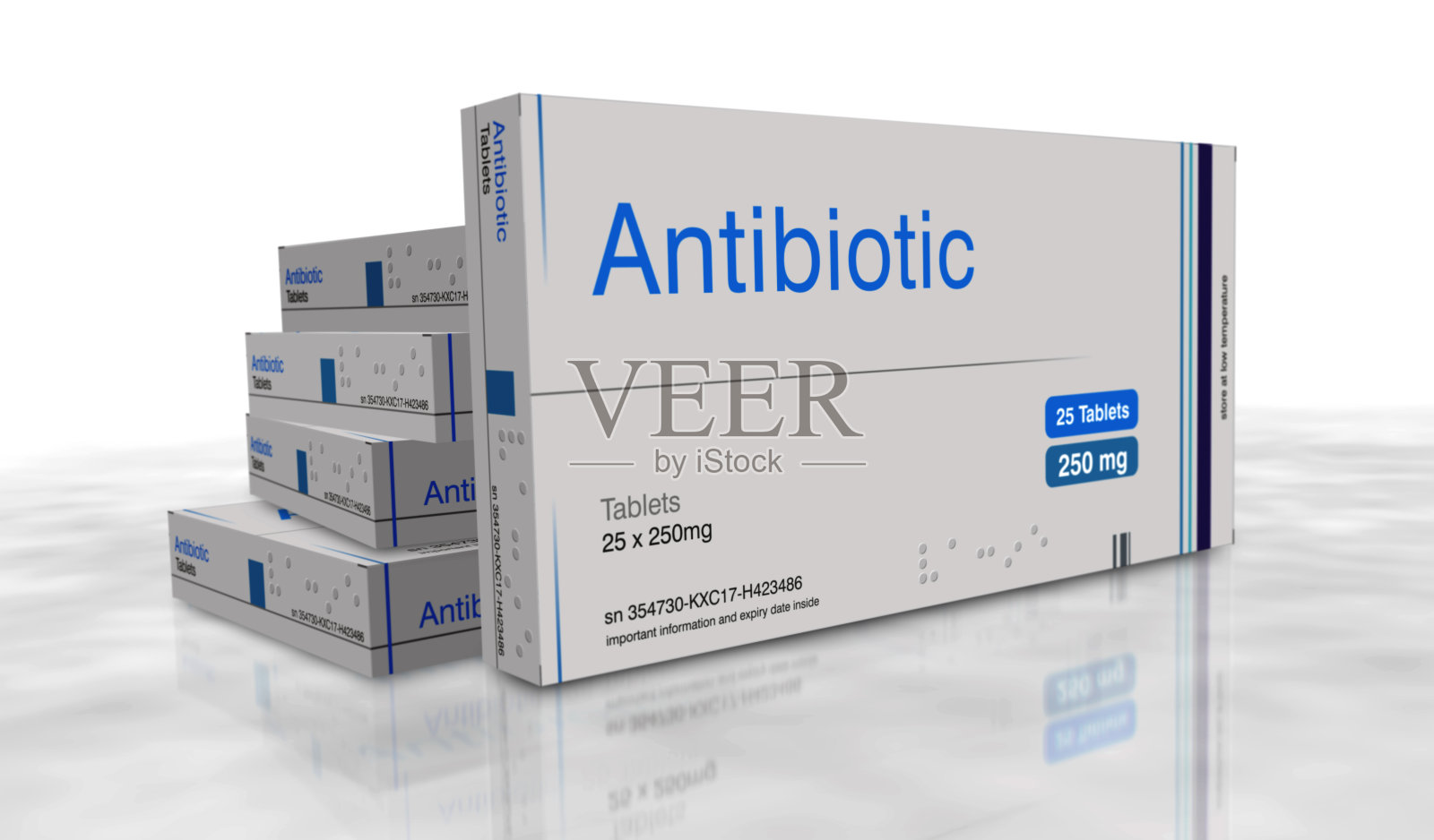抗生素药盒包装制作3d插图照片摄影图片