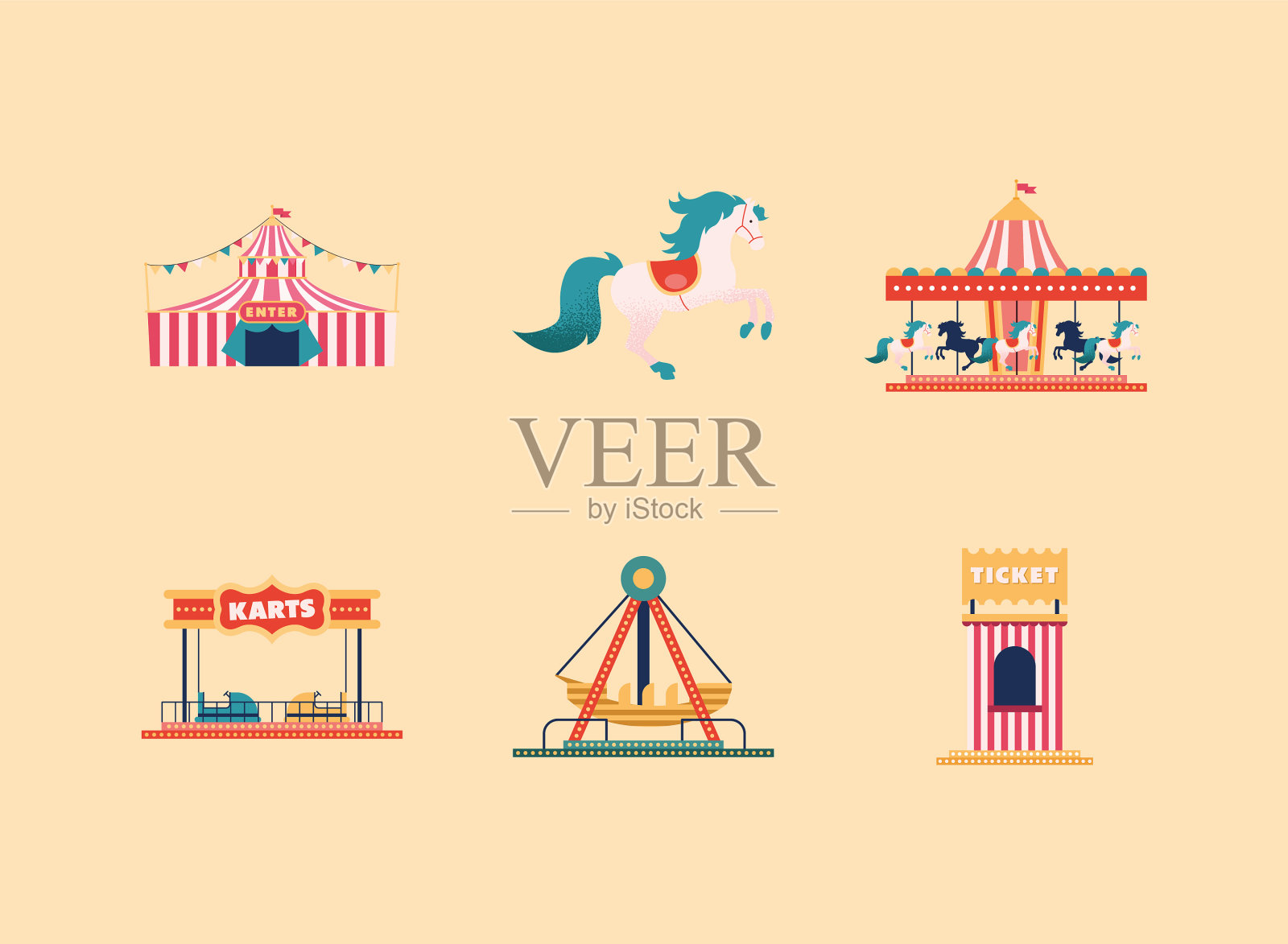 六大游乐园标志插画图片素材