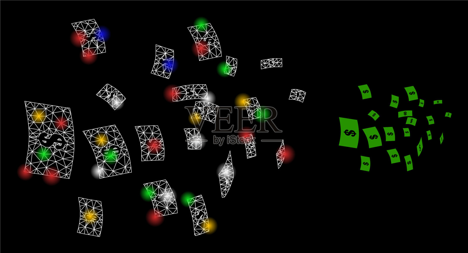 网络飞元钞票炫目图标插画图片素材